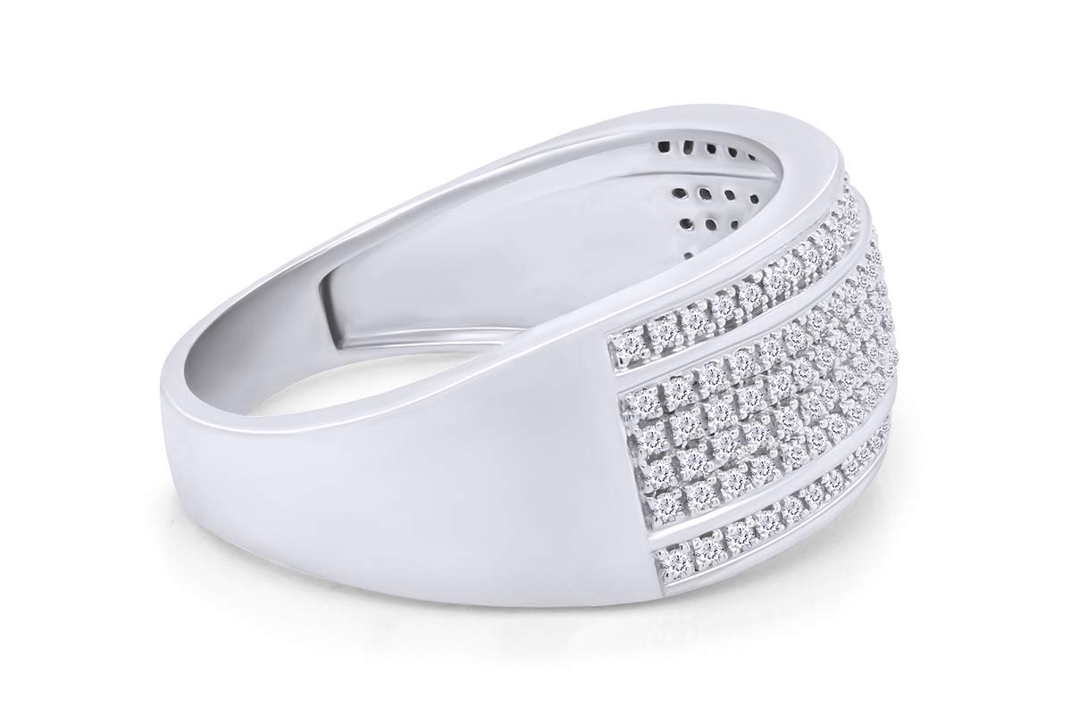 10K Gold or Sterling Silver Men's Wedding Band with 0.40 Cttw Natural Diamonds - 6 Row Diamond Ring for Him, Perfect Anniversary Gift & Engagement Ring for Special Occasions