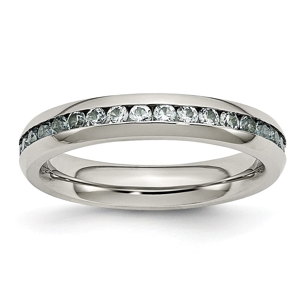 Stunning 4mm Round Cut Blue Cubic Zirconia Ring in Stainless Steel | Diamond2Deal | Elegant Jewelry for Women, Perfect for Weddings, Anniversaries & Special Occasions