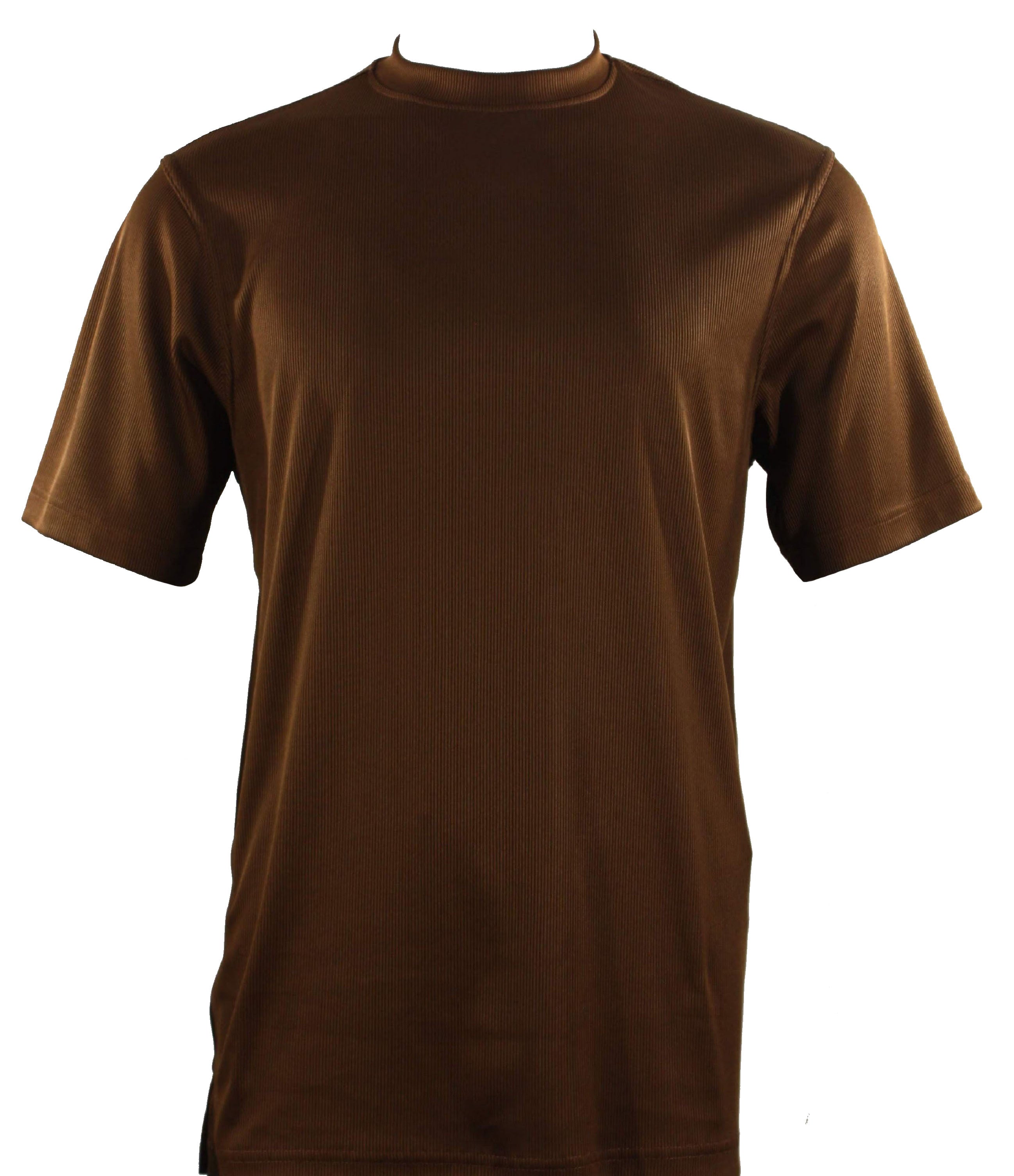 Bassiri Short Sleeve Mock Neck T-Shirt for Men - Soft Cotton Casual Tee in Cognac Brown - Perfect for Everyday Wear, Street Style & Layering