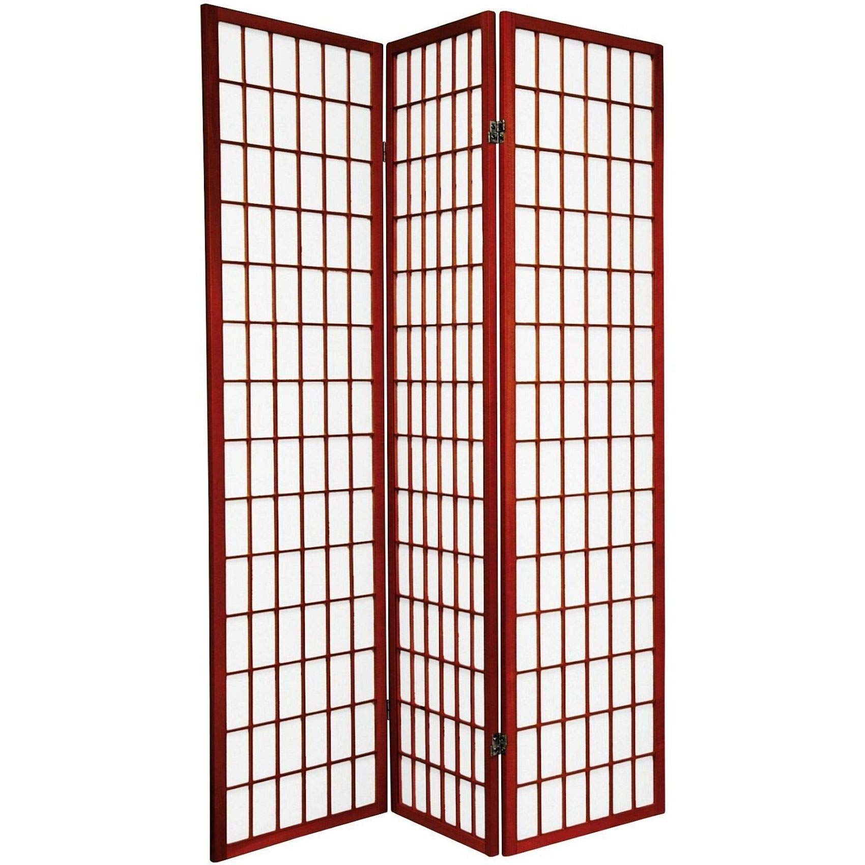 Japanese Oriental Style 3-Panel Room Divider Screen - Cherry Wood Finish for Home Decor, Living Room Partition & Bedroom Privacy Screen
