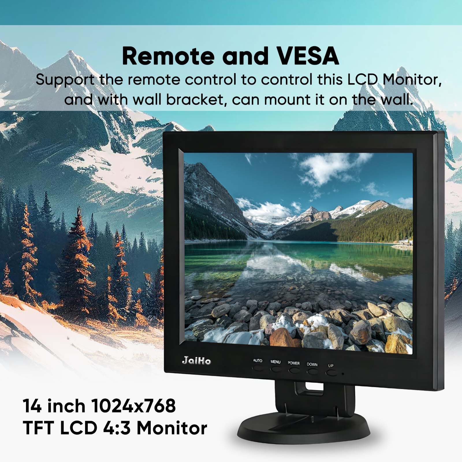 15 Inch LCD Monitor with 1024x768 Resolution - HDMI & VGA PC Display for Home Office | Security Screen with BNC/AV/USB Inputs & Built-in Speakers | Ideal for Surveillance, Gaming, and Workstations