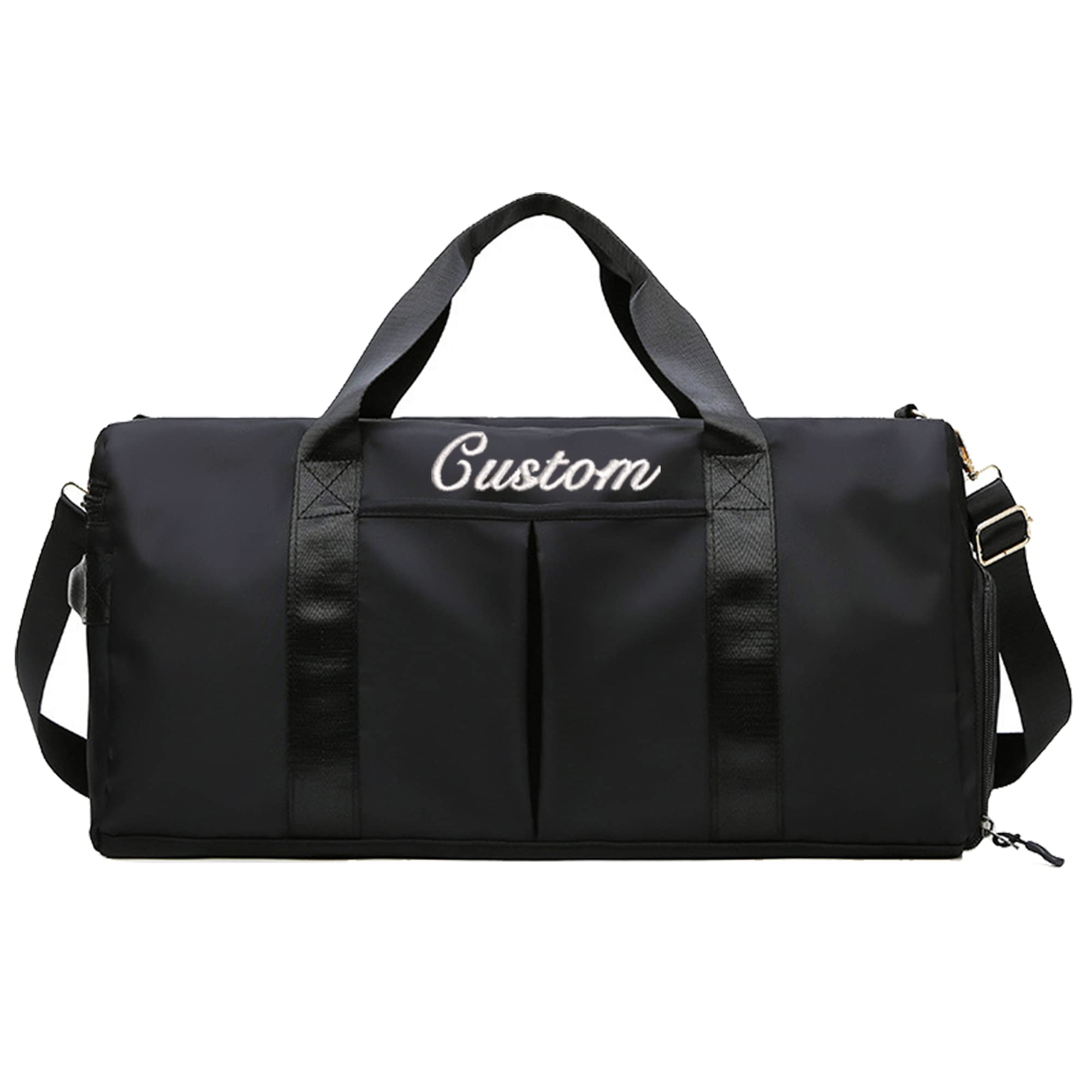 Personalized Embroidered Duffel Bag for Gym & Travel - Sports Tote with Wet/Dry Pockets & Shoe Compartment - Great Gift for Groomsmen, Bridesmaids, Athletes (Pink/Black) | Perfect for Workouts, Weekend Getaways & Sports Events