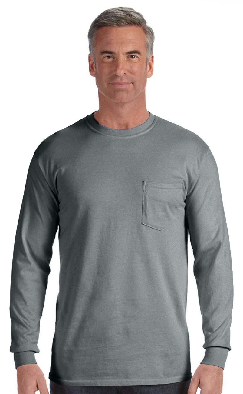 Comfort Colors Chouinard 4410 Heavyweight Long Sleeve Cotton Pocket T-Shirt for Men - Durable Workwear & Casual Everyday Wear