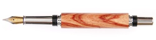 Lanier Baron Fountain Pen - Rhodium Plated with Tulip Wood Barrel - Premium Writing Instrument for Calligraphy, Business & Gifting