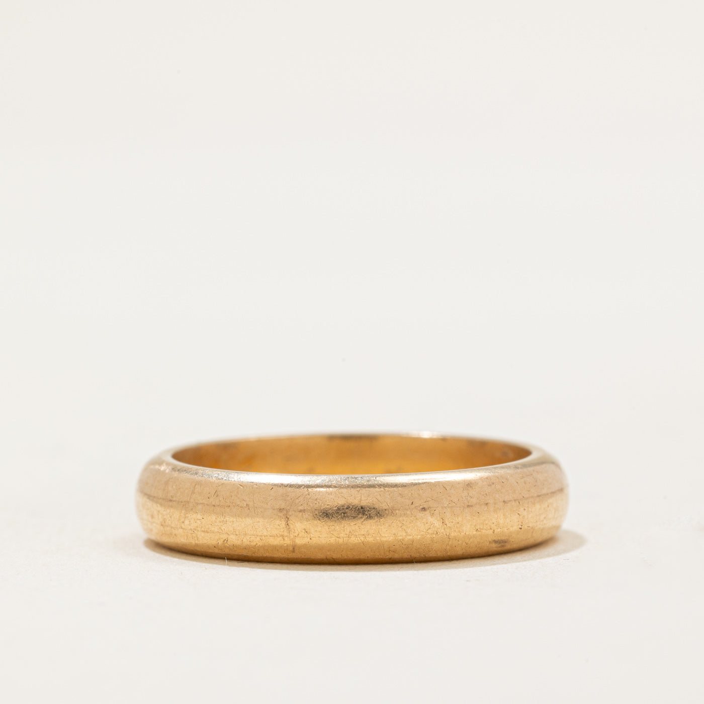 Vintage Italian 18k Yellow Gold Wedding Band Ring for Women & Men | 4.25mm Wide | Size 7.75 | Classic Elegant Wedding Jewelry for Anniversary, Engagement & Special Occasions
