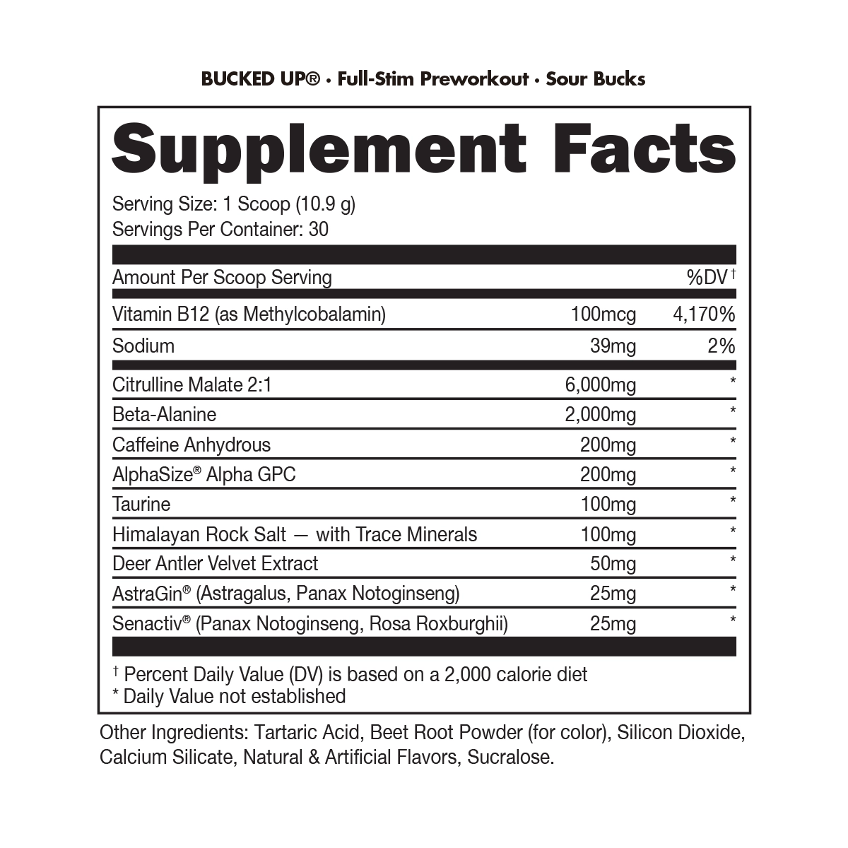 Bucked Up Pre Workout Supplement - Energy & Focus Booster for Gym, Running & Fitness Training | Best for Athletes & Bodybuilders