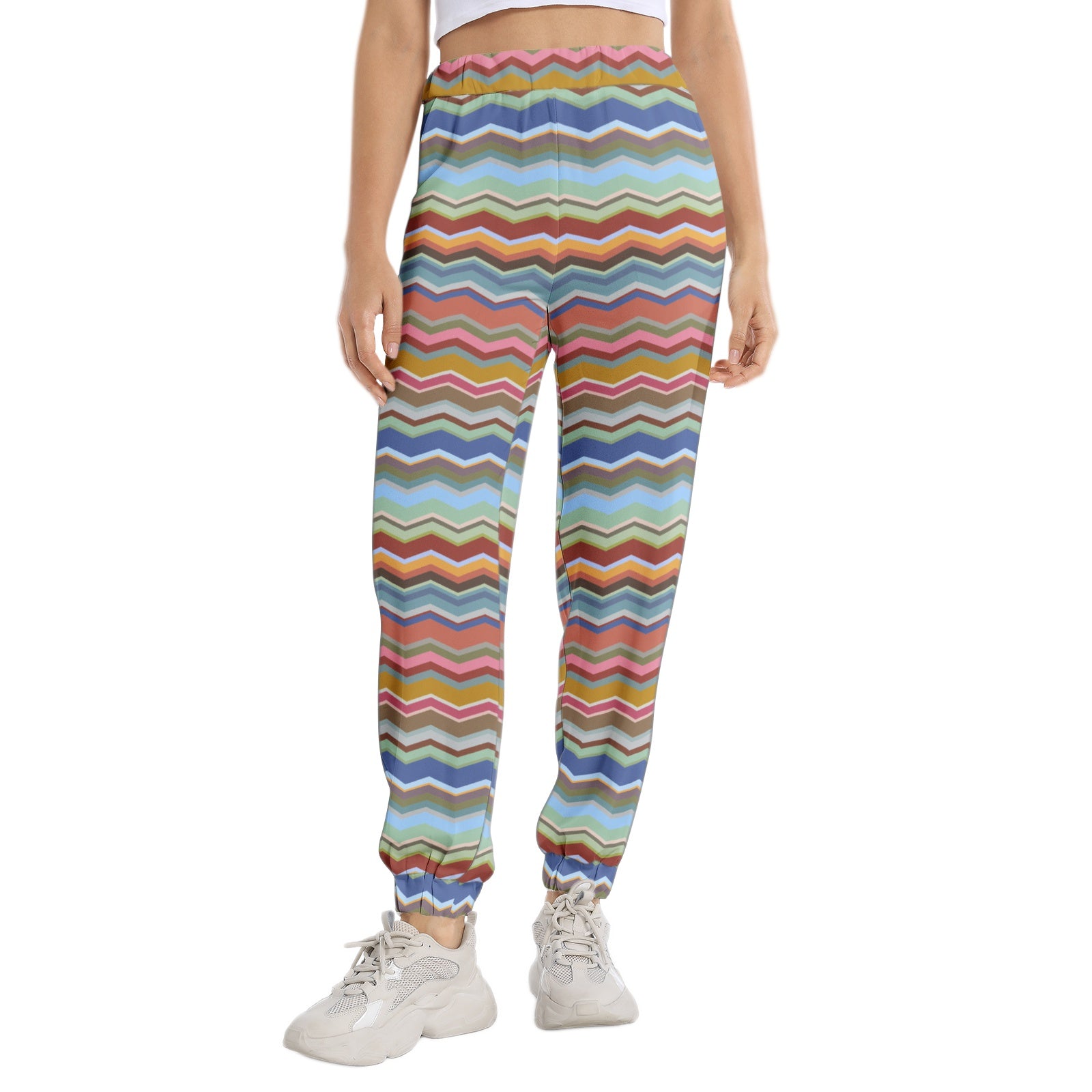 Elastic Waist Tapered Sweatpants for Men & Women - Comfortable Casual Joggers with Color Wave Design - Perfect for Gym, Yoga, Running and Lounge Wear