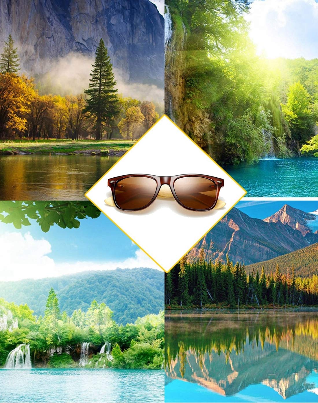 Polarized Bamboo Wood Sunglasses for Women & Men - UV Protection, Lightweight & Durable - Perfect for Driving, Beach, Outdoor Activities