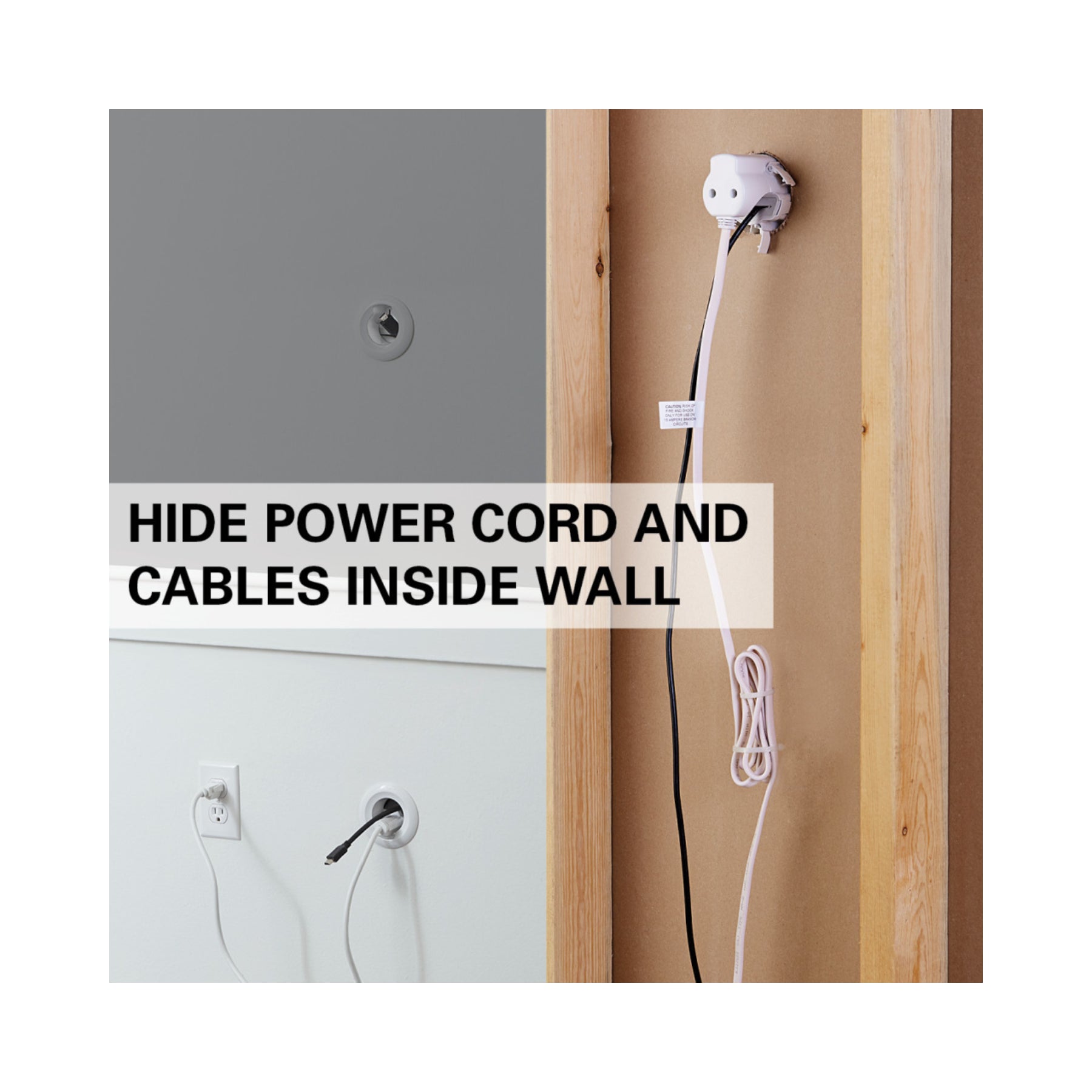 Sanus In-Wall Power & Cable Management Kit - Open Box Clearance | Organize Home Theater & Office Wires for a Clean Setup