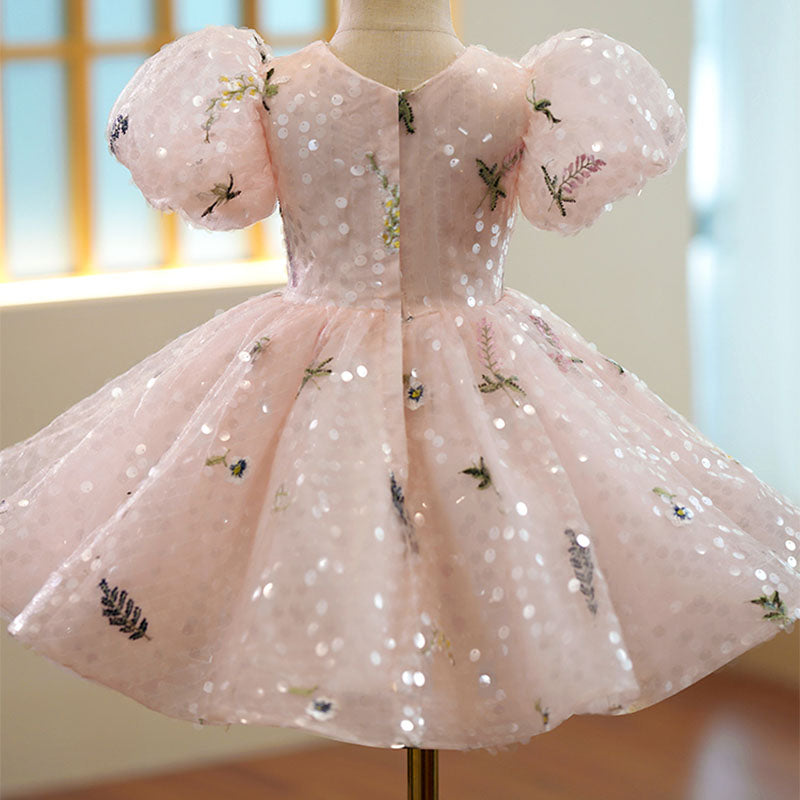 Elegant Baby Girls Ball Gown Dress - Sparkly Sequin Embroidery Puffy Princess Dress for Toddlers | Perfect for Weddings, Proms & Special Occasions