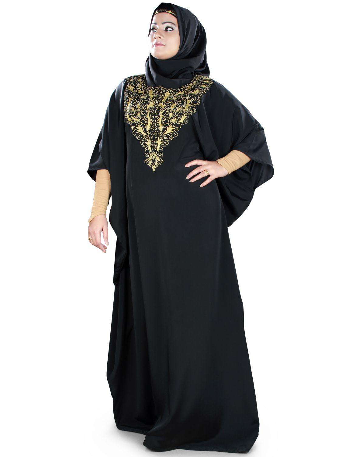 Elegant Iffah Kaftan Dress for Women - Flowy Long Sleeve Maxi Dress with Embroidery - Perfect for Beach, Vacation, and Summer Outfits
