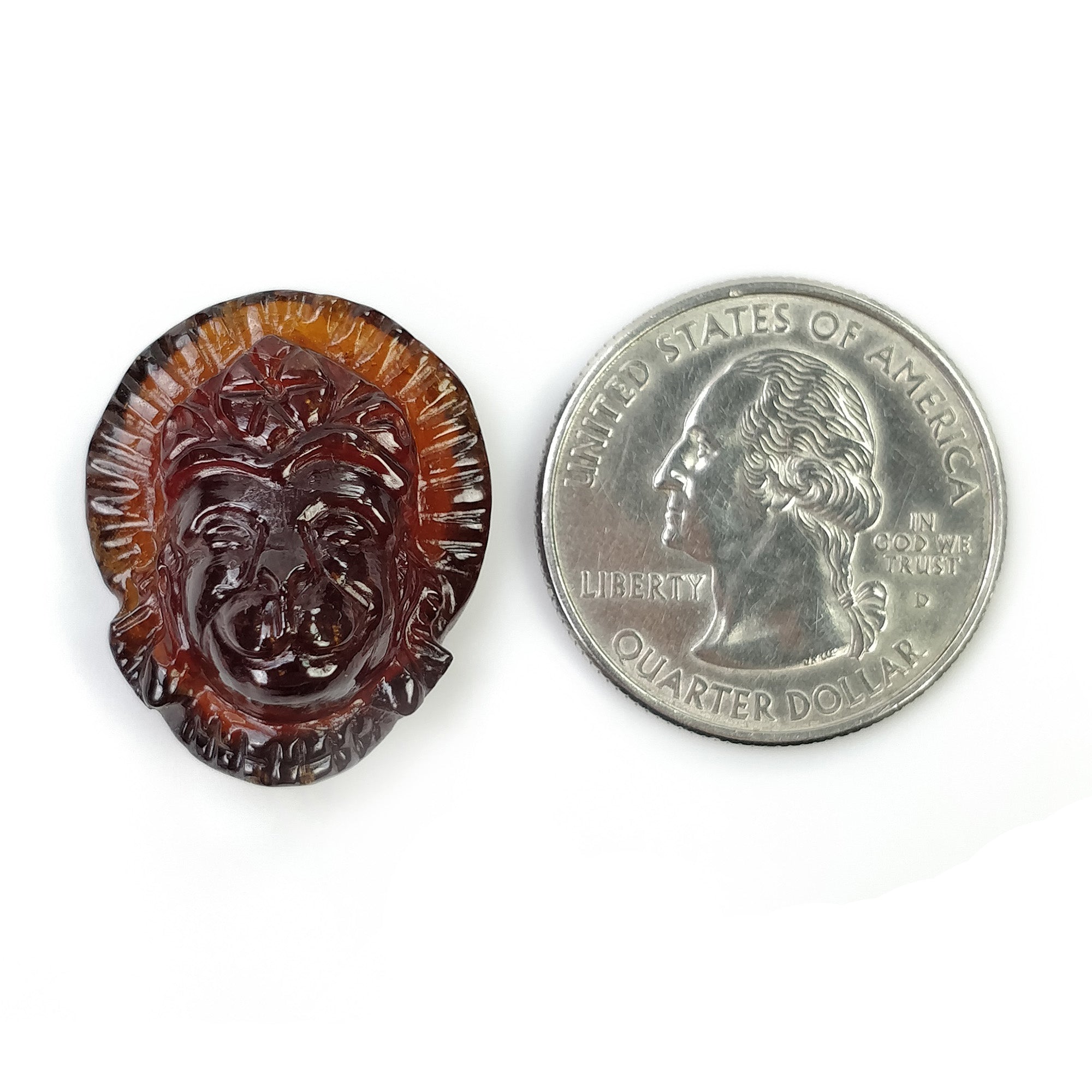 Natural Hessonite Garnet Gemstone Carving - 39.60cts Untreated Hand Carved Lord Hanuman 24x20mm (Video Included) | Spiritual Jewelry, Meditation Aid & Unique Gift for Gem Collectors