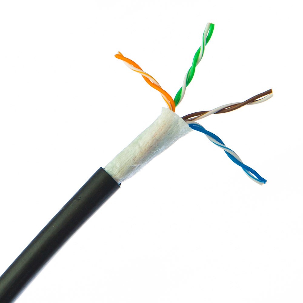 Direct Burial Outdoor Rated Cat5e Black Ethernet Cable - Solid CMX Waterproof 24 AWG 1000ft Spool for Underground & Harsh Weather Installations