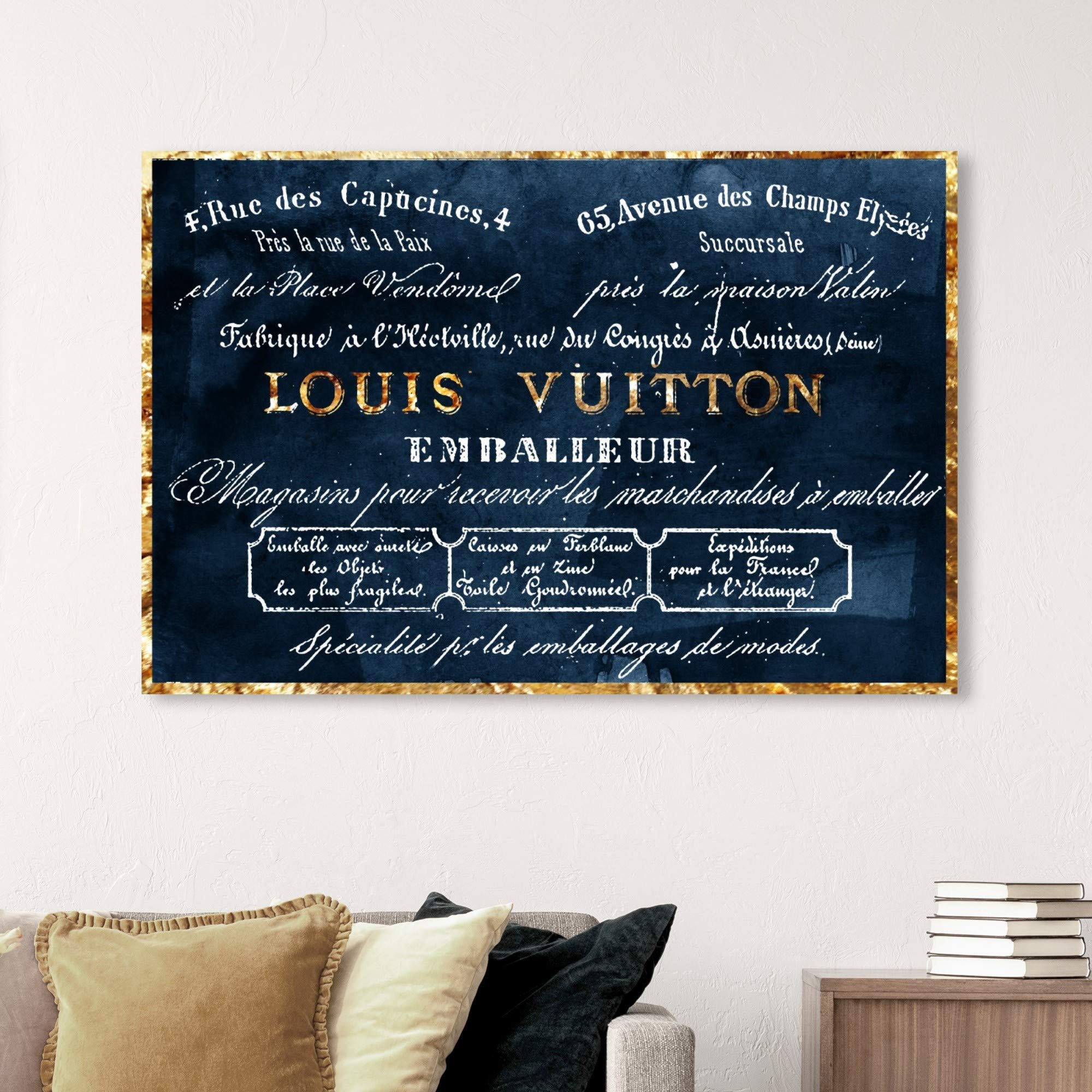 Oliver Gal 'Emballeur Navy' Blue Fashion Wall Art Print - Premium Canvas 60