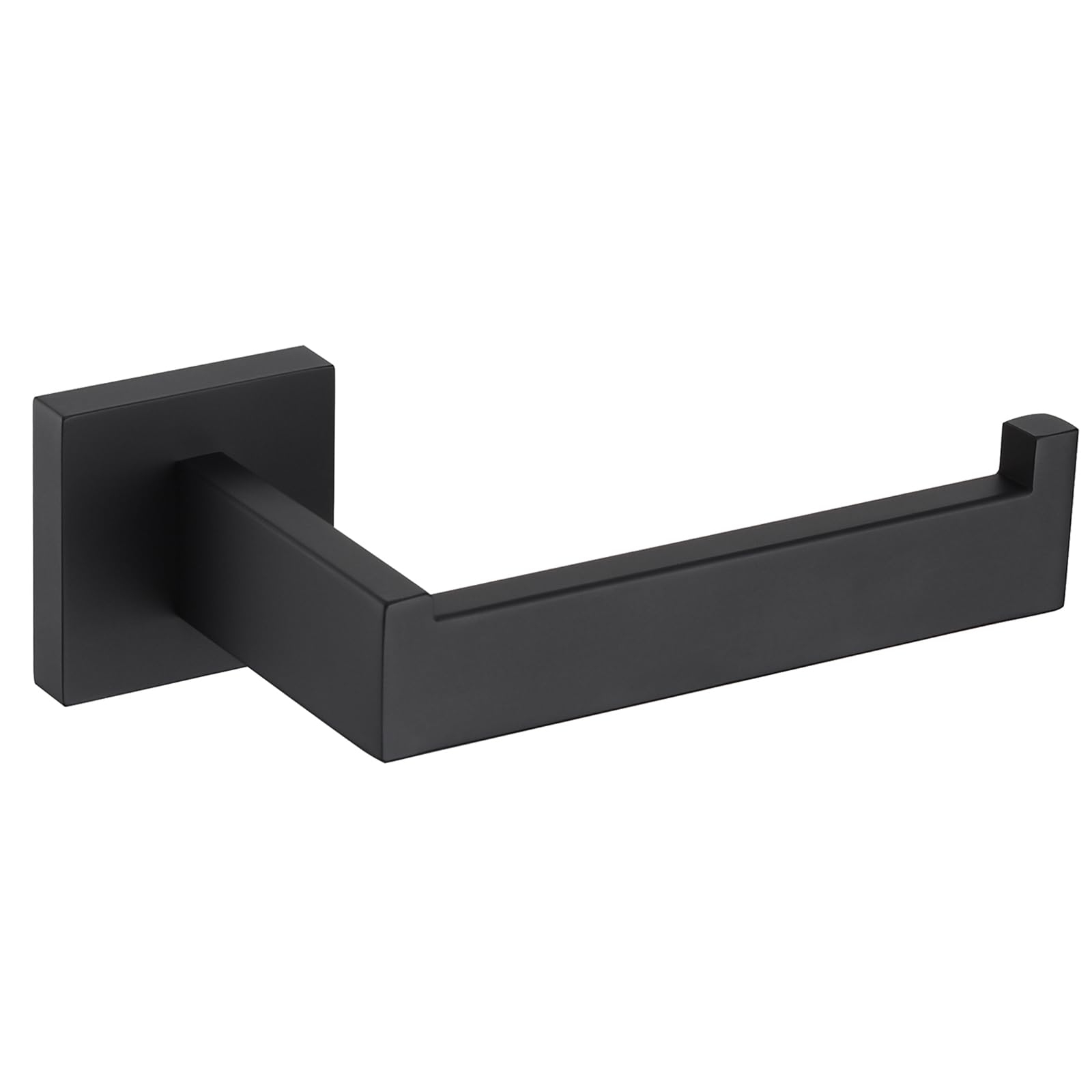 Matte Black Stainless Steel Toilet Paper Holder - Open Sided Wall Mount Bathroom Tissue Roll Hanger | Simple Angle Design for Modern Home & Office Restrooms