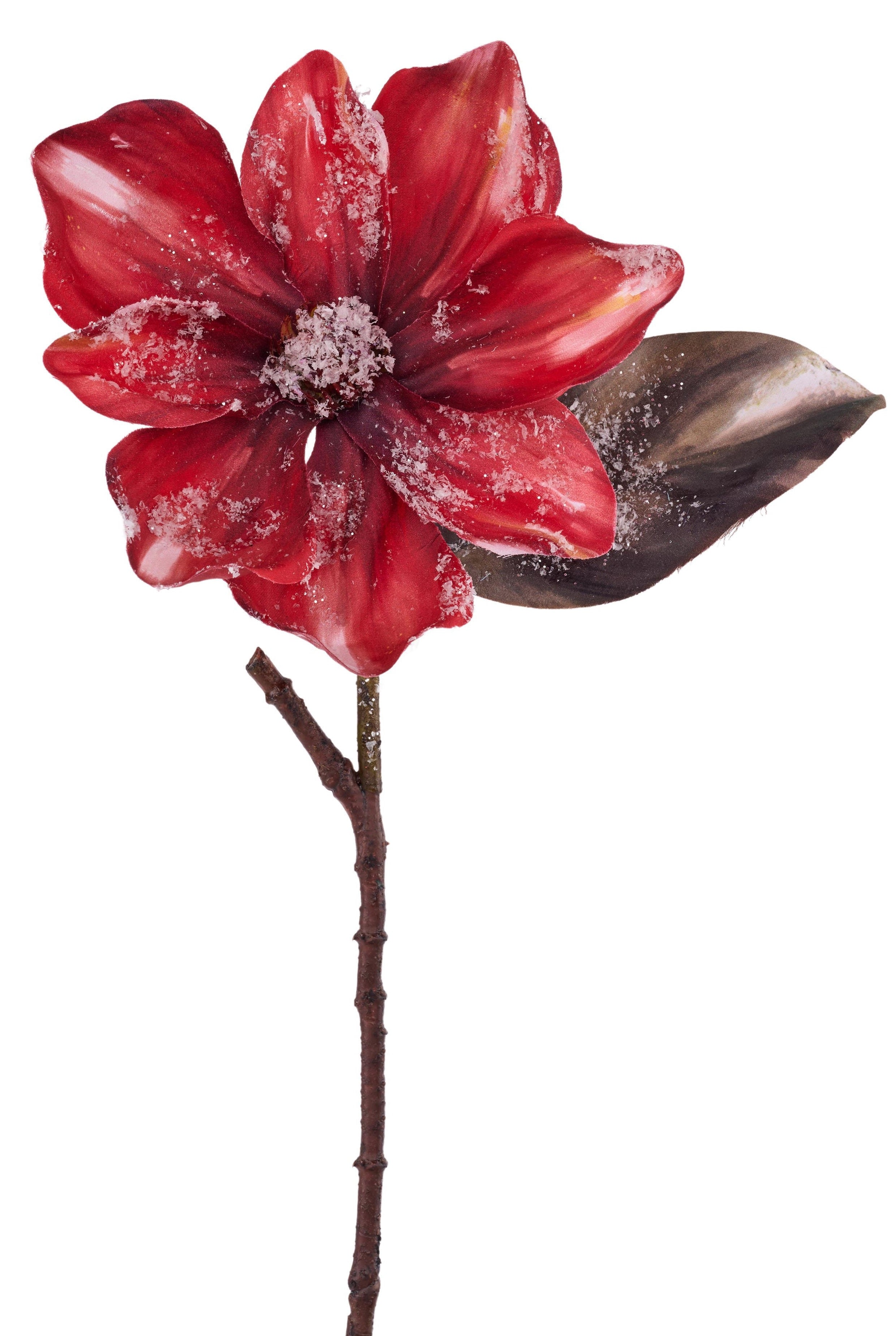 17 Red Magnolia Flower Stems - Artificial Silk Magnolia Branches for Home Decor, Wedding Centerpieces, Floral Arrangements & DIY Crafts