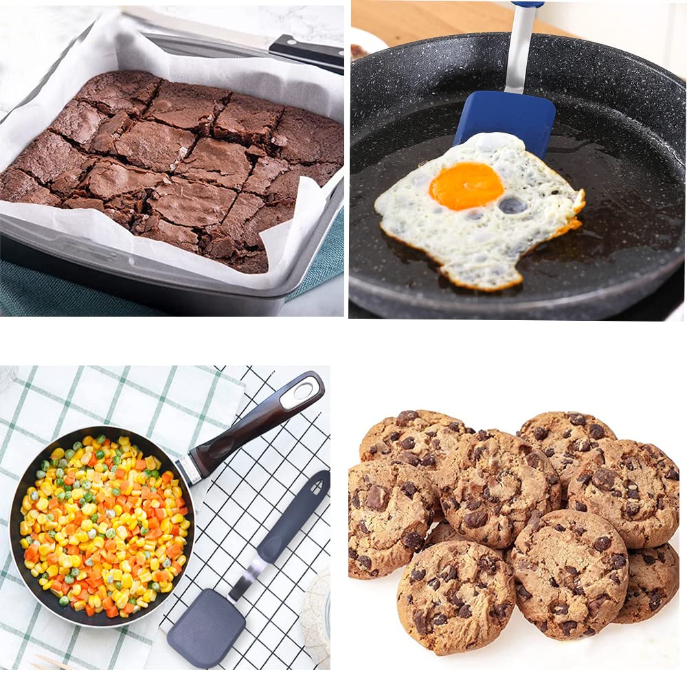 BSL® 3-Pack Small Silicone Spatulas - Flexible Brownie Turner, Heat Resistant & Non-Scratch Cookie Flipper for Nonstick Cookware - Perfect for Baking, Eggs, Pancakes & Delicate Desserts