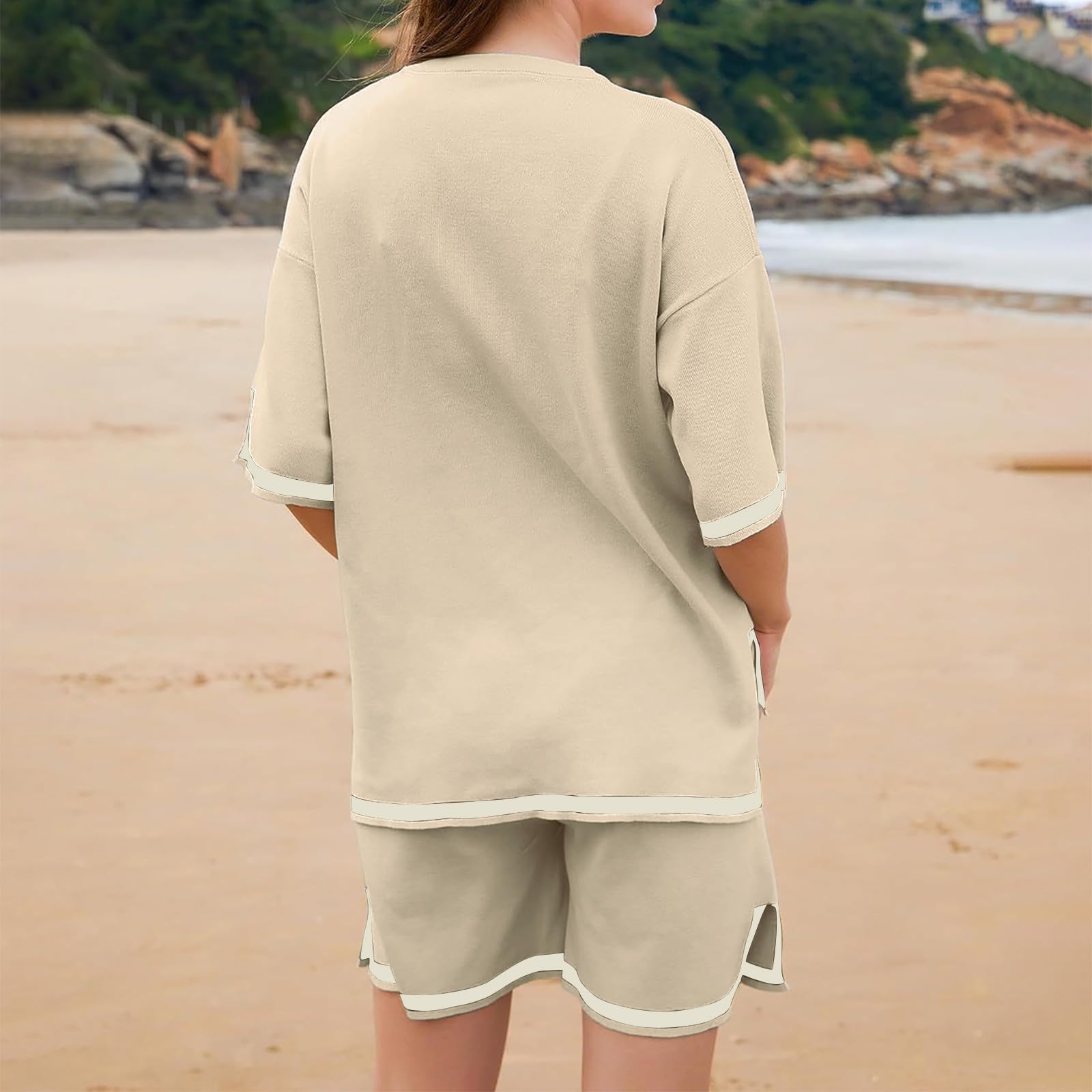 Women's 2-Piece Summer Outfits - Soft Short Sleeve Crewneck Tops & Lounge Shorts Set | Casual Sleepwear & Comfy Loungewear | Perfect for Home Relaxation, Vacation & Everyday Wear