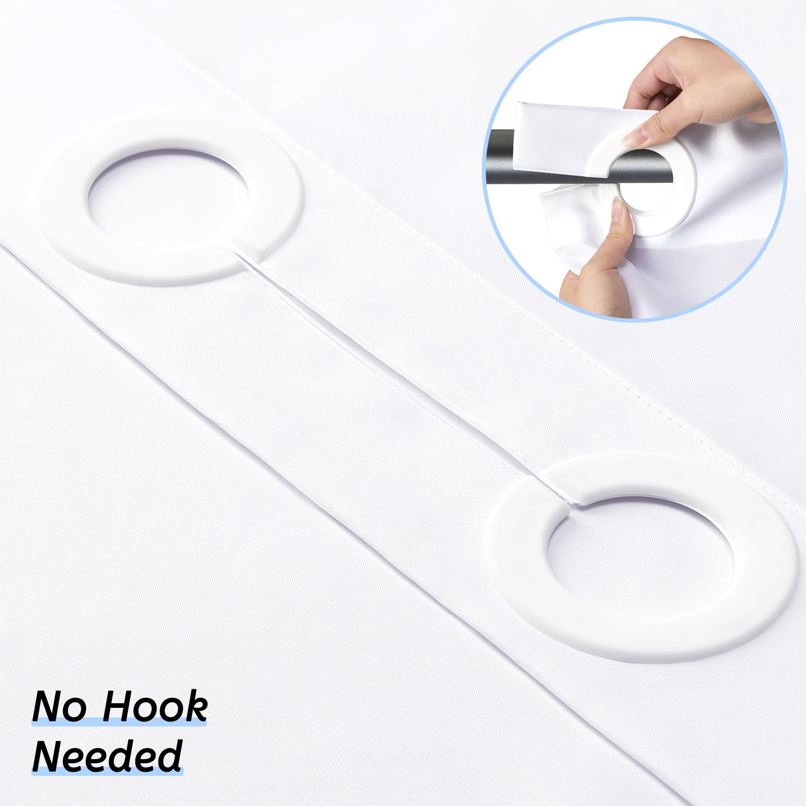 Furlinic White No Hook Small Stall Shower Curtain 48x78 Inch - Half Narrow Size Polyester Fabric Bathroom Curtain with 6 Plastic Split Grommets - Hotel Quality Waterproof & Washable Bath Shower Curtain for Bathroom, Guest Room & Apartment Use