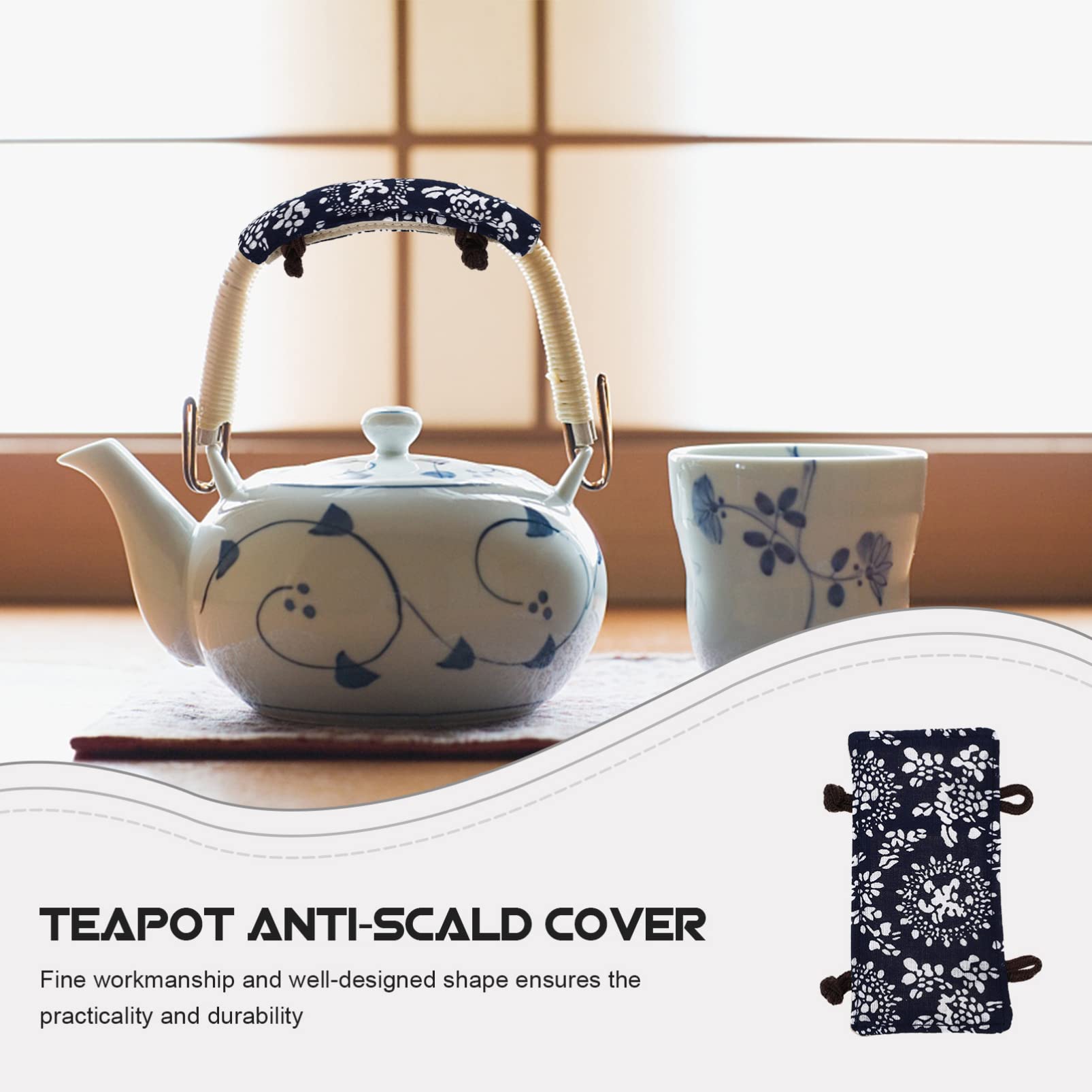 BESPORTBLE Heat Resistant Teapot Handle Gloves - Japanese Iron Tea Kettle Handle Sleeve Cover for Hot Pots, Stovetop Kettles & Decorative Use in Tea Ceremonies