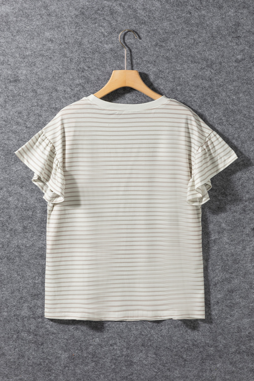 Fashion Striped Lace Trim Ruffle Sleeve T-Shirt for Women - Casual Summer Top for Date Night & Beach Outfits