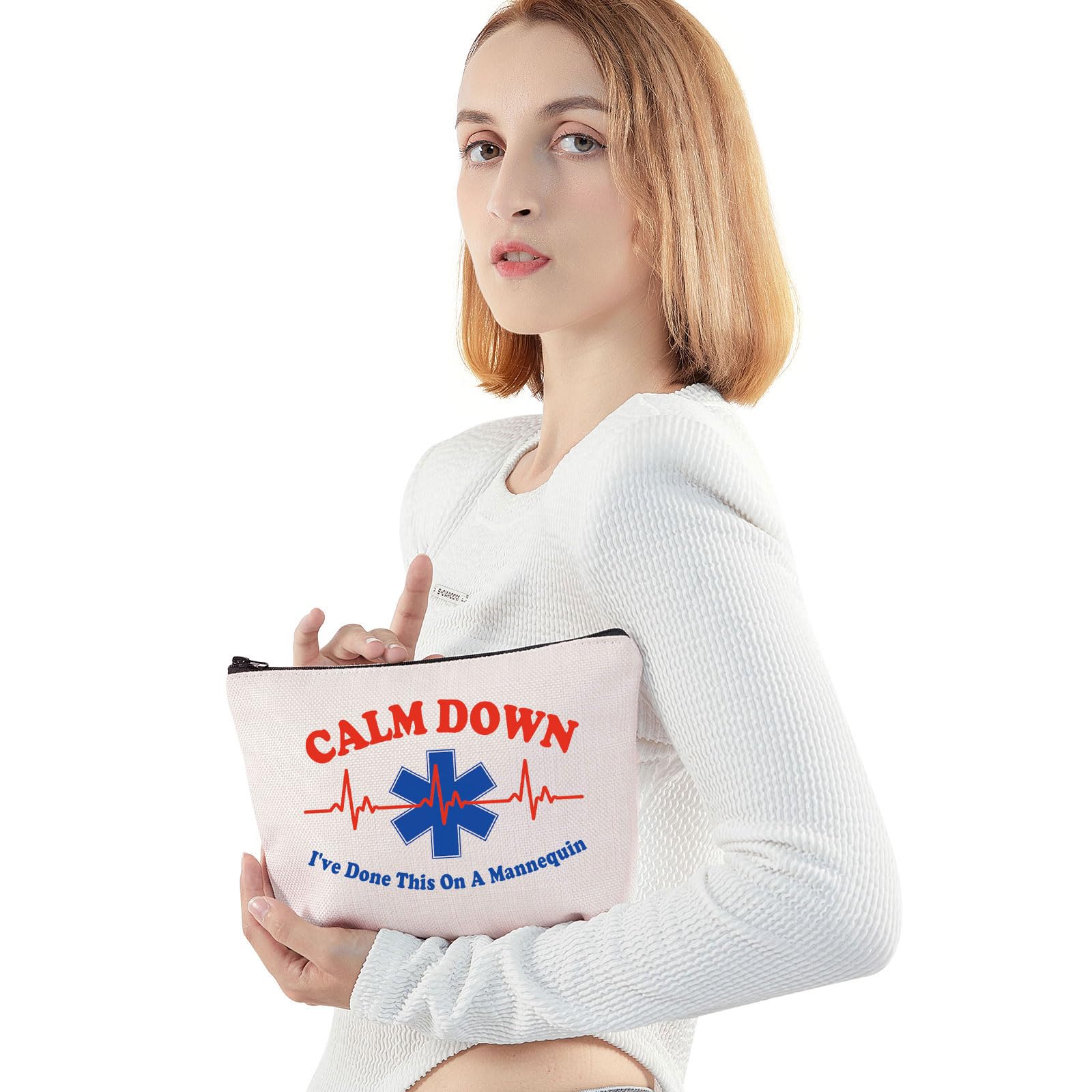 EMT Cosmetic Makeup Bag - Perfect Paramedic & Emergency Medical Technician Gift - 'Calm Down I've Done This On A Mannequin' Design - Ideal for First Responders, Nursing Students & Medical Professionals