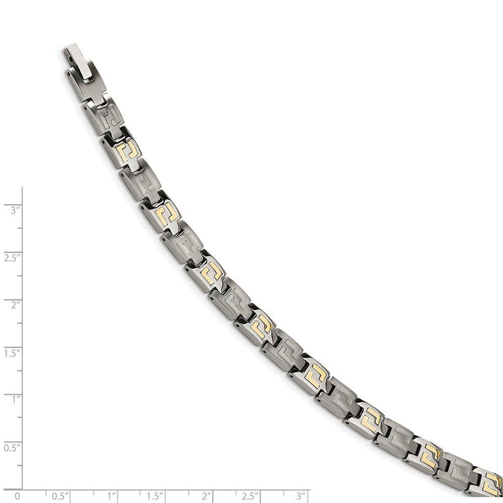 The Black Bow 8mm 14k Gold Inlay Titanium Link Bracelet - 8.5 Inch - Perfect for Formal Events & Everyday Elegance