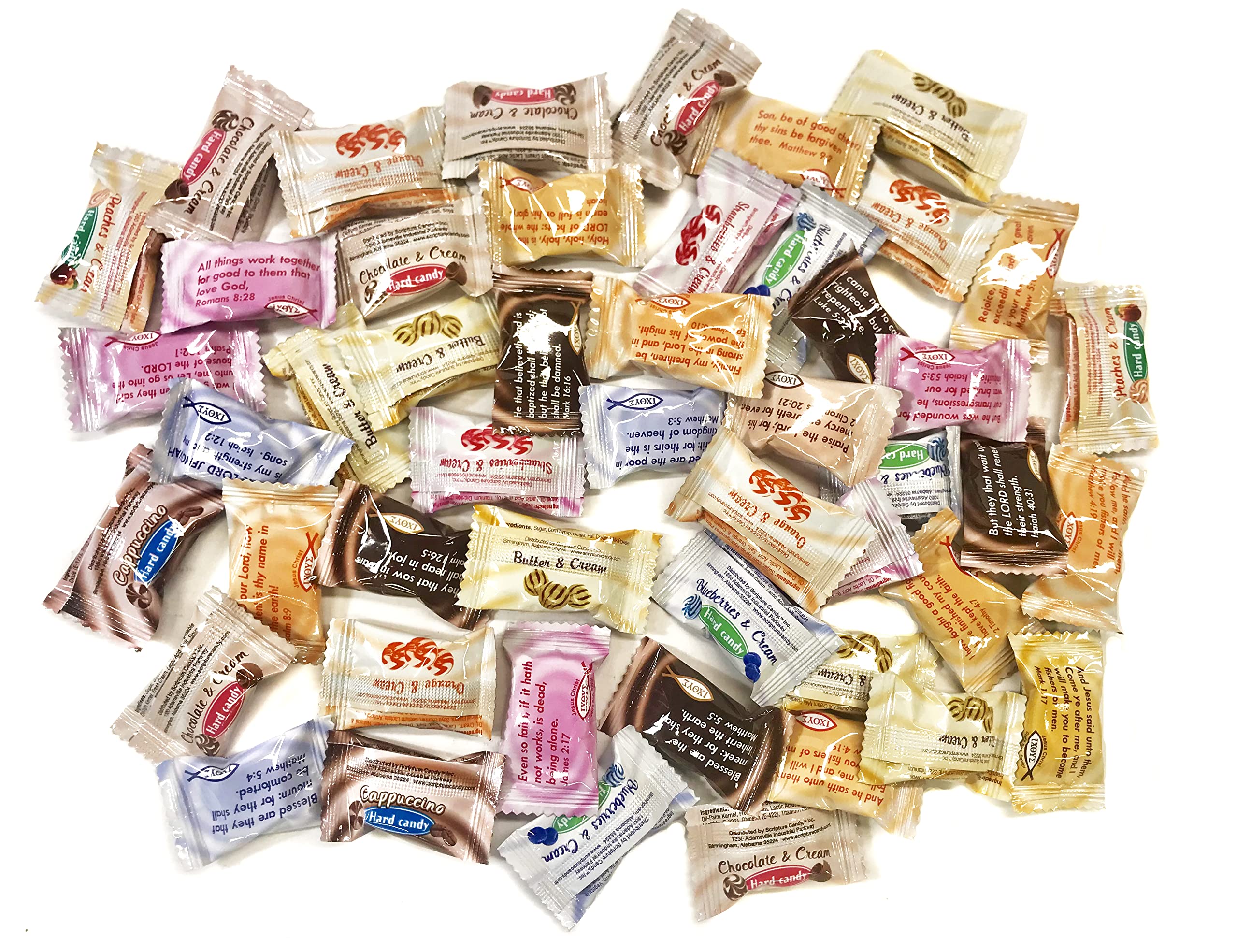 Scripture Candy - Assorted Cream Flavored Hard Candies (30 Count) - Perfect for Bible Study, Church Events & Christian Gift Giving