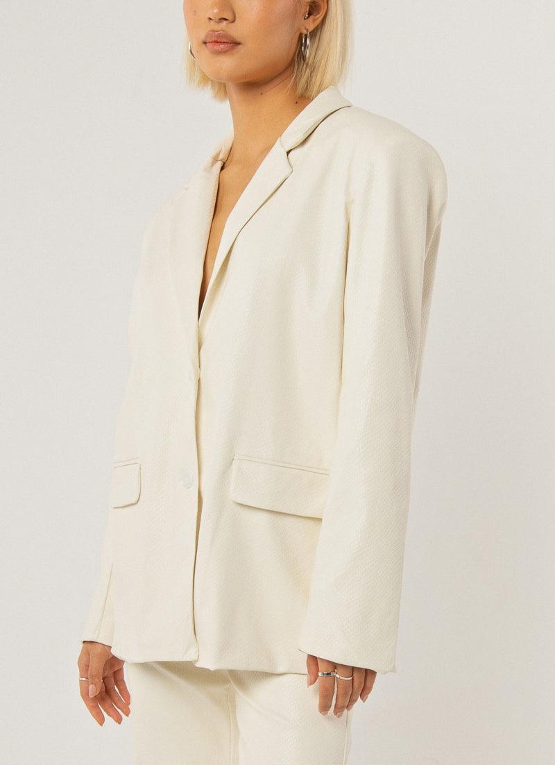 In The Mix Blazer - Ivory Snakeskin Print Women's Fashion Blazer | Perfect for Office Wear, Business Meetings & Evening Events