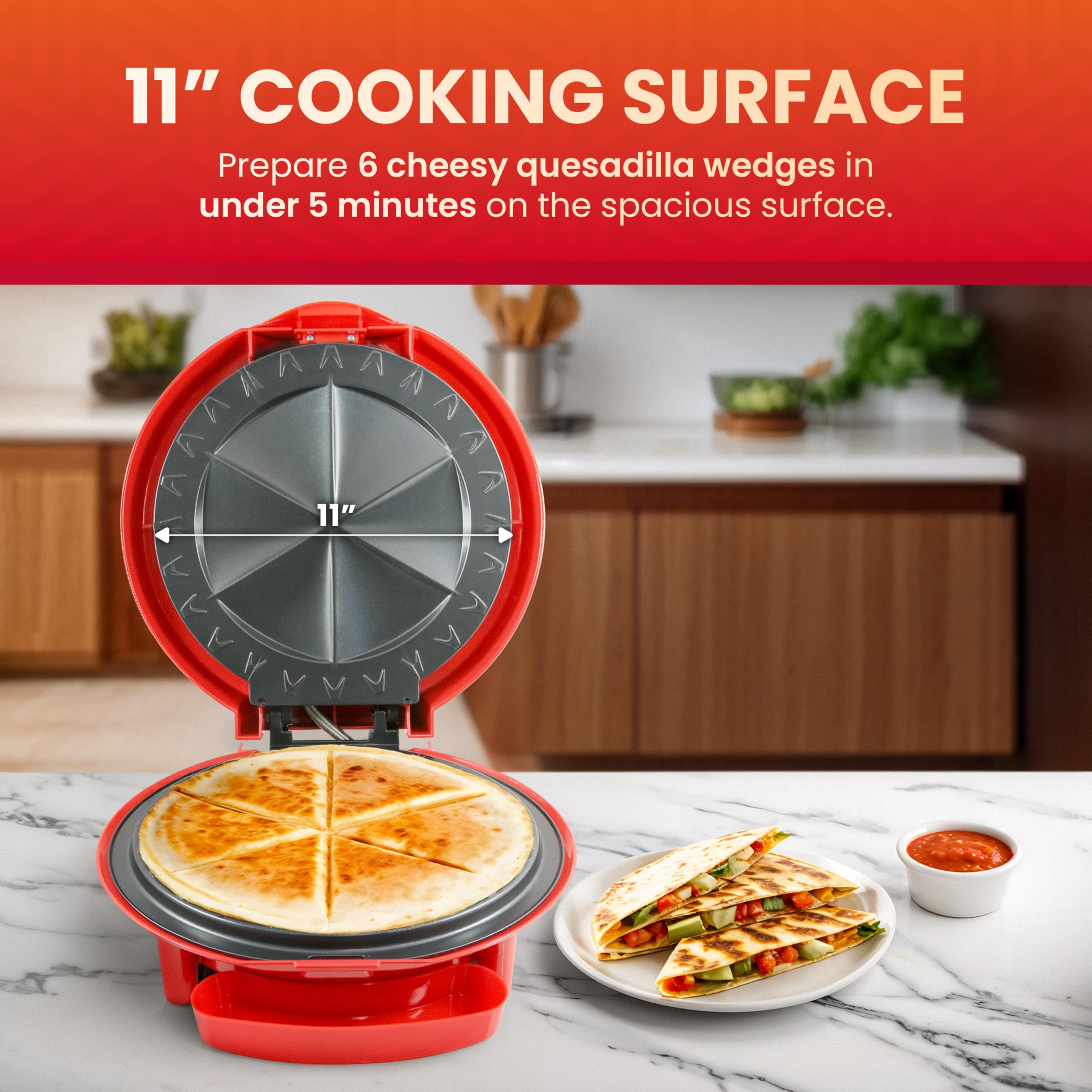 Elite Gourmet EQD-118 Electric Quesadilla Maker with Non-Stick 11