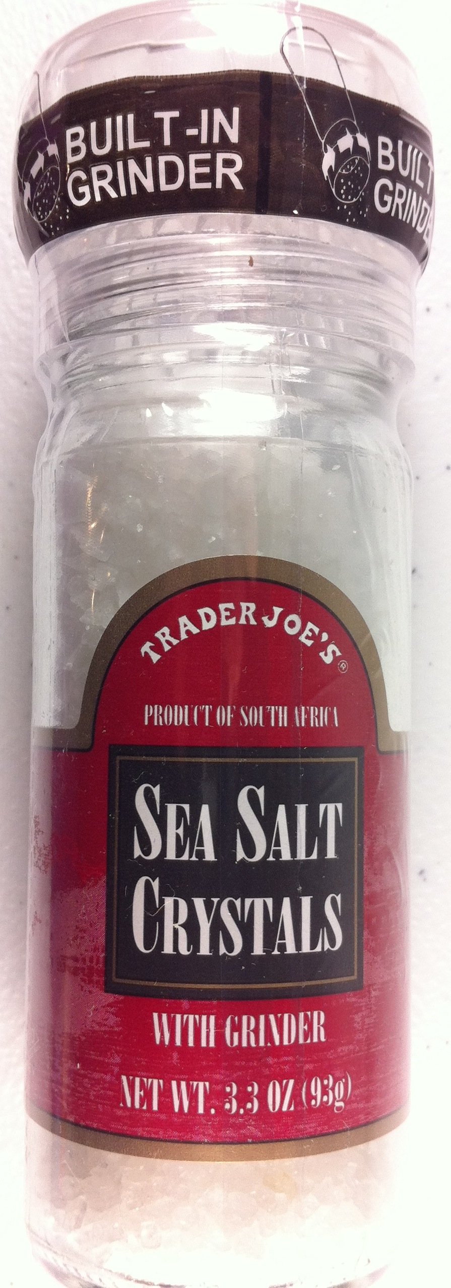 Trader Joe's Premium Sea Salt Crystals with Grinder - 3.3 Oz | Natural Gourmet Salt for Cooking, Seasoning & Finishing Dishes | Perfect for Steaks, Salads & Home Chefs