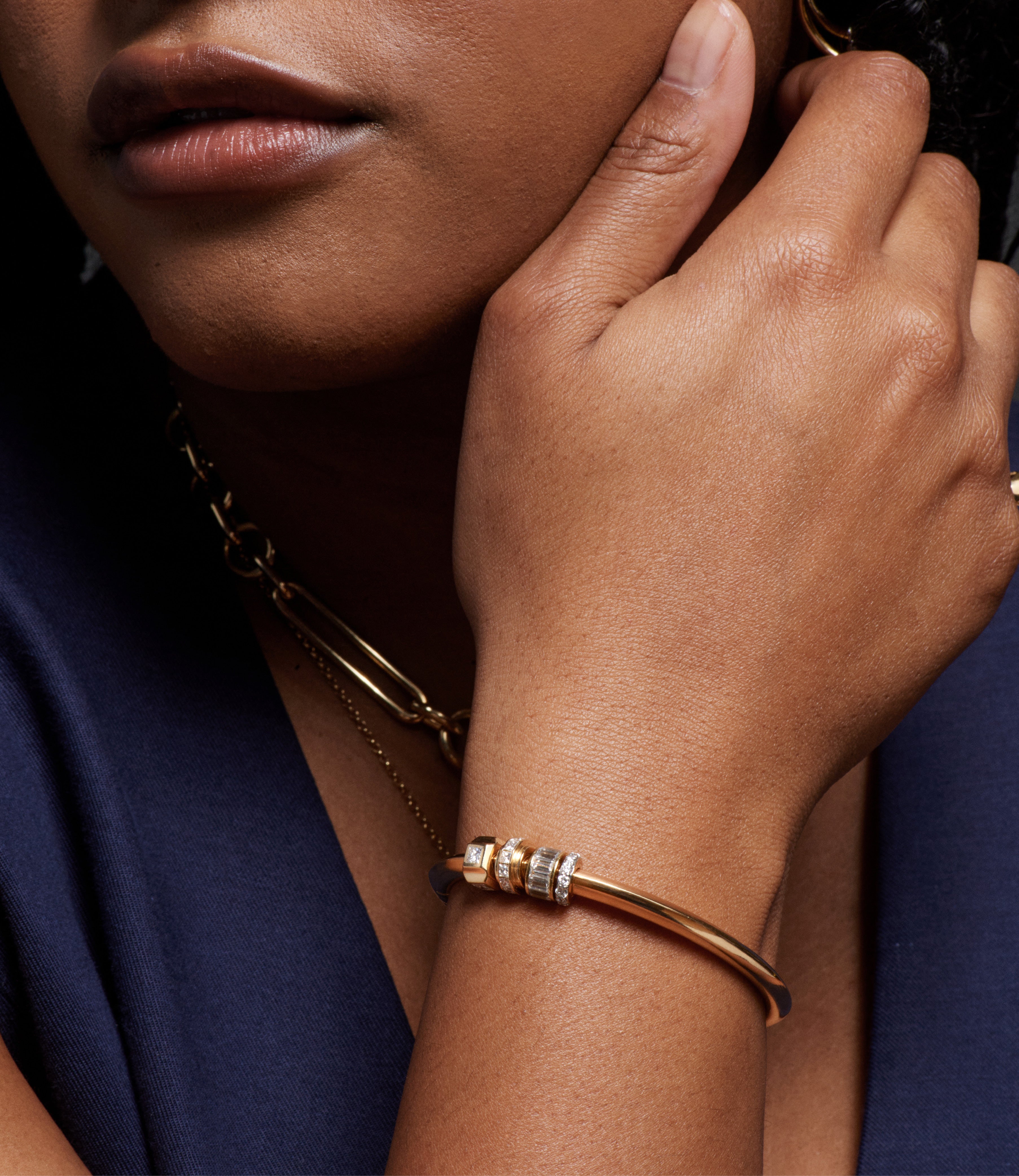 Diamond Heartbeat Strong Heart Bangle in Yellow Gold - Elegant Jewelry Gift for Women, Perfect for Anniversaries & Special Occasions