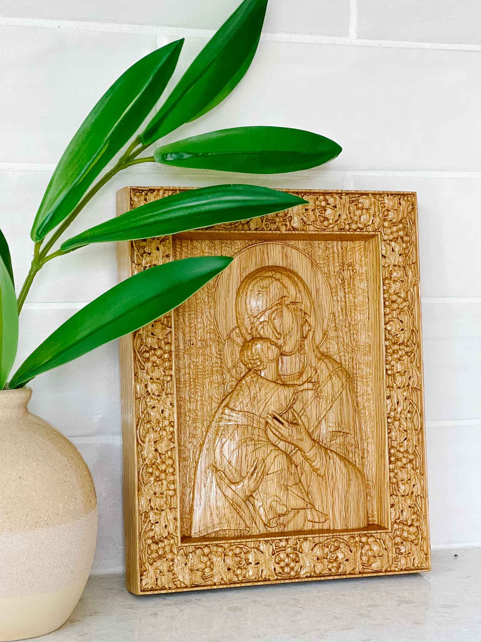 Our Lady of Tenderness Icon - Hand-Painted Orthodox Christian Religious Art - Perfect for Home Altar, Church Decor & Spiritual Gifts