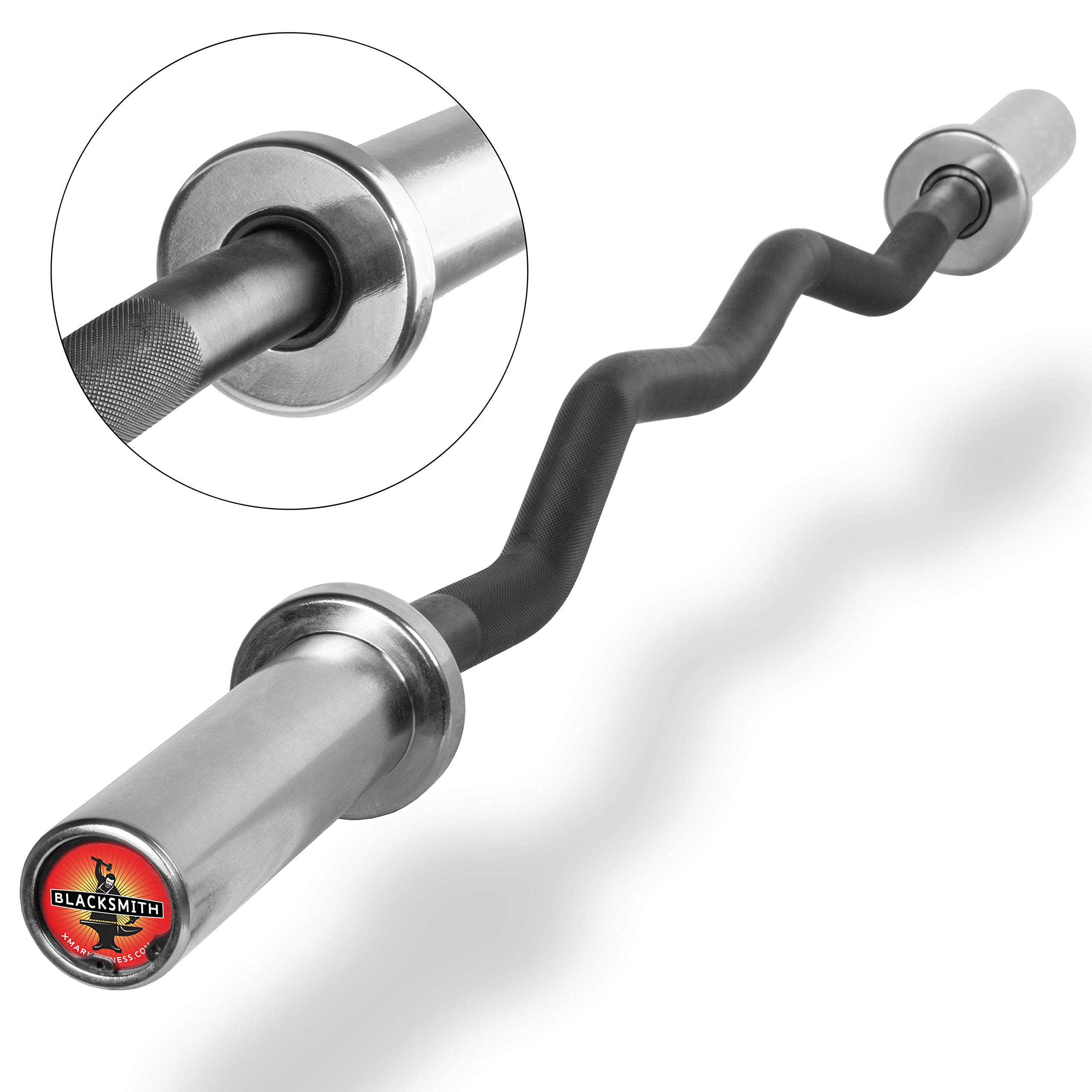 XMARK Olympic Weight Set - Rubber Coated Texas Star Barbell Kit with XMARK BLACKSMITH Bar for Strength Training | Home Gym Equipment for Weightlifting, CrossFit & Powerlifting Workouts