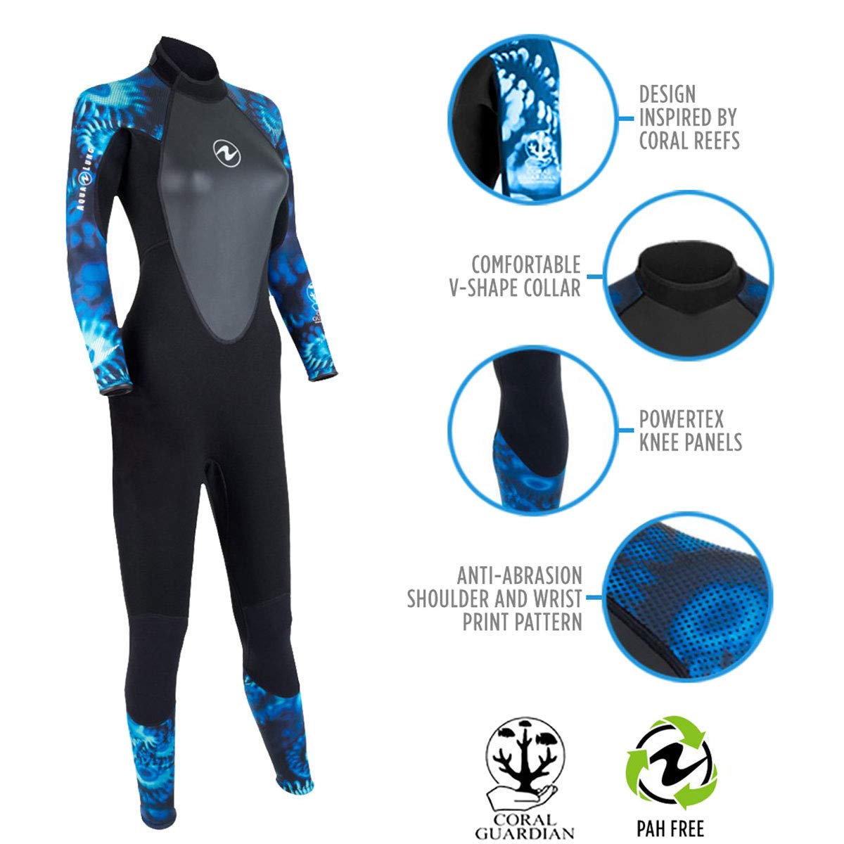 Aqualung HydroFlex 3mm Women's Wetsuit - Camouflage Blue, X-Large - Perfect for Scuba Diving, Snorkeling & Water Sports