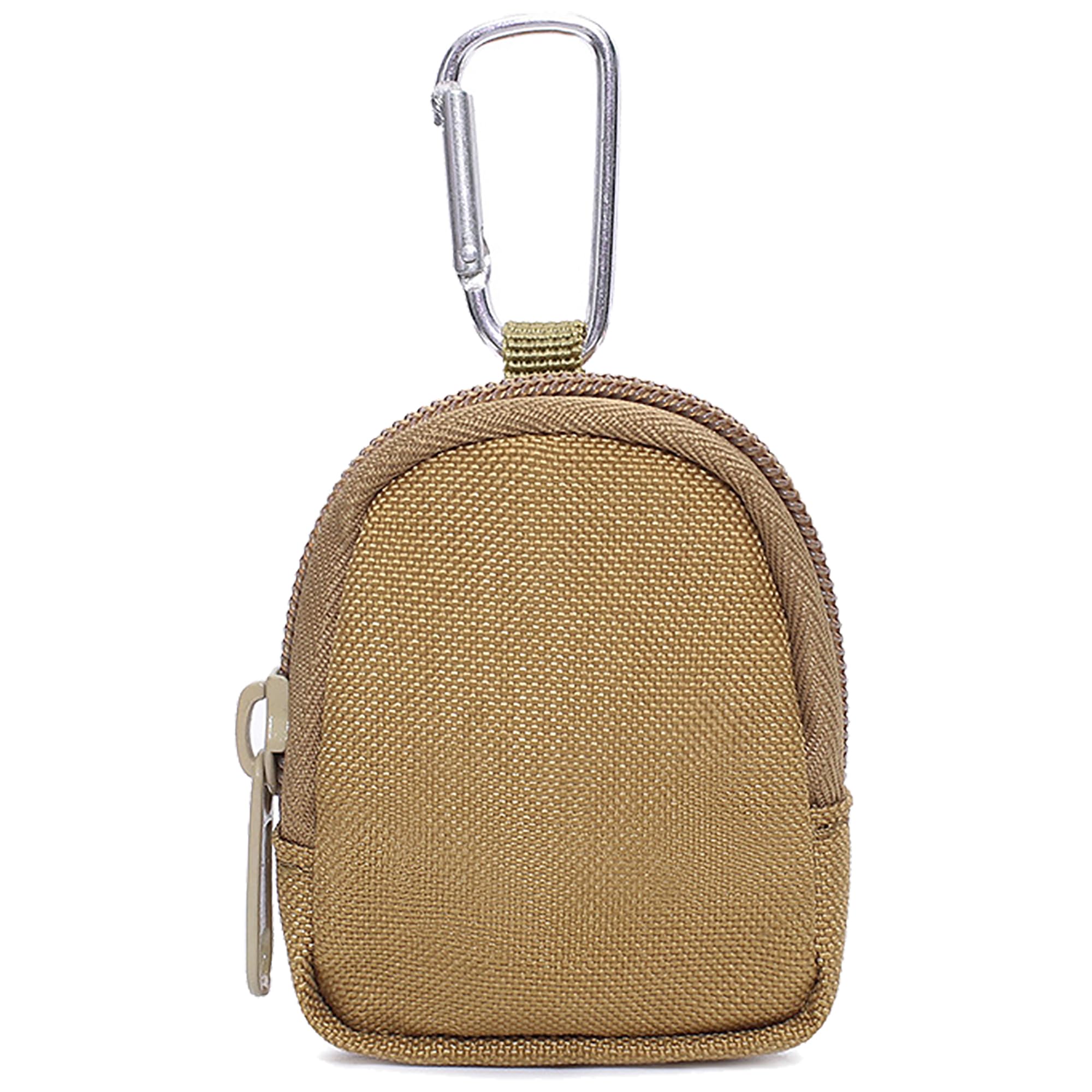 Zippered Canvas Coin Purse - Small Change Organizer with Keychain for Waist Pack & Home Use (Brown) | Perfect for Travel, Shopping, and Daily Essentials Storage