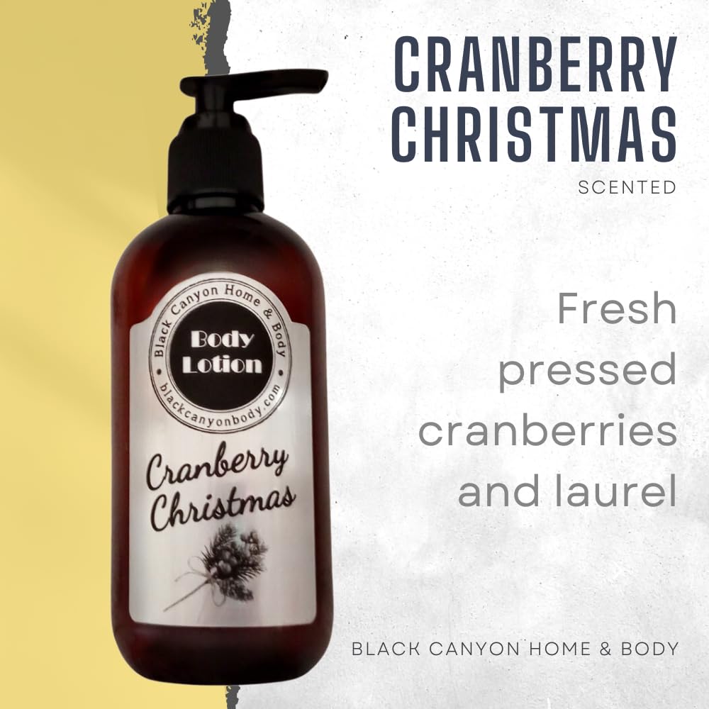 Premium Black Canyon Cranberry Christmas Scented Body Lotion - Enriched with Lanolin & Jojoba Oil, 32 Oz (2 Pack) - Hydrating Winter Skincare for Dry Skin, Perfect Holiday Gift & Festive Moisturizer