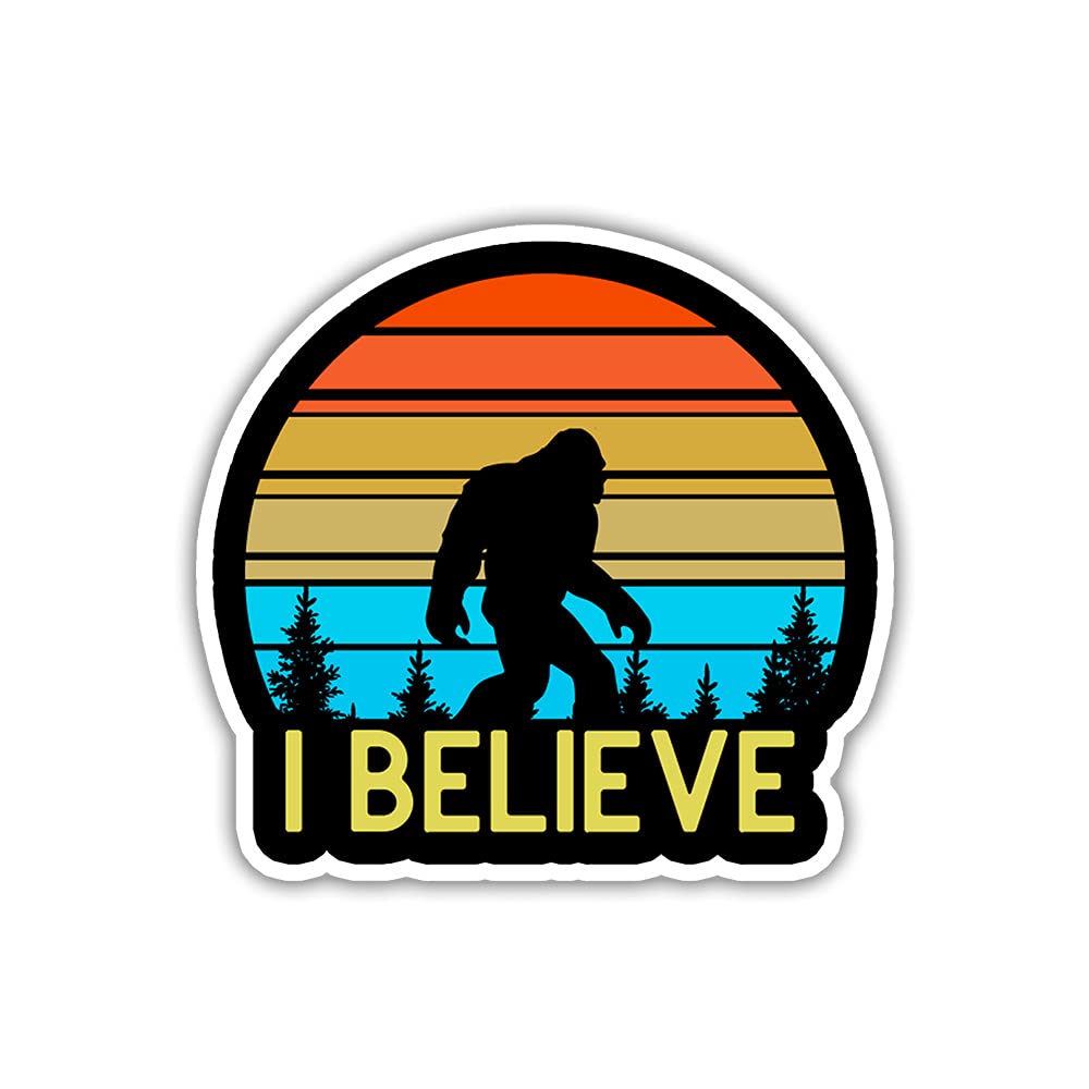 3 Pack Bigfoot 'I Believe' Funny Vinyl Stickers 3x4 Inch - Waterproof Decals for Laptop, Tablet, Water Bottle, Tumbler, Car, Helmet, Wall Decor - Perfect for Outdoor Enthusiasts & Prank Gifts