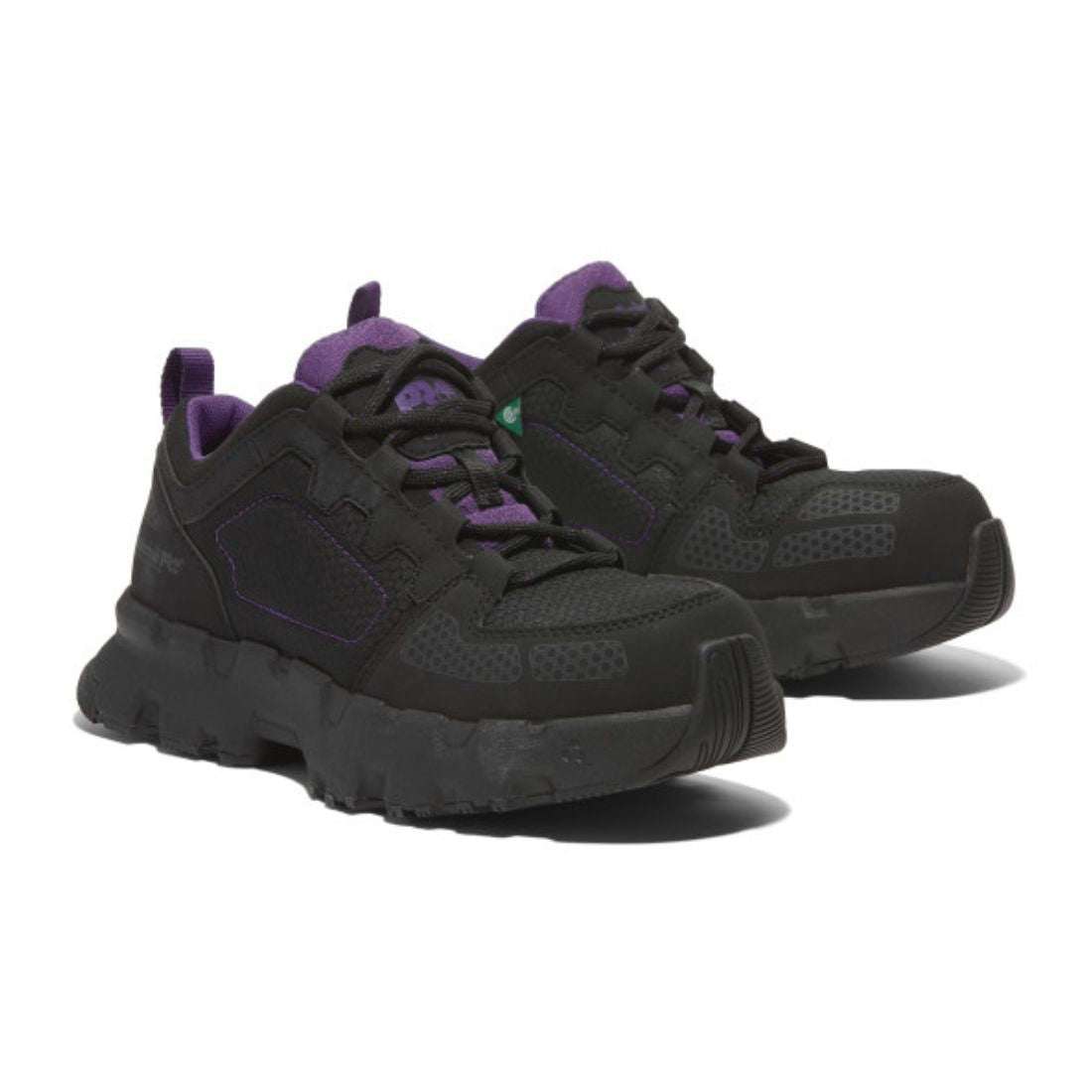Timberland PRO Women's Powertrain EV Composite Toe Athletic Work Shoes - Lightweight Safety Shoes for Women, Black/Purple (TB0A66T7ECS) | Perfect for Construction, Warehouse & Industrial Work
