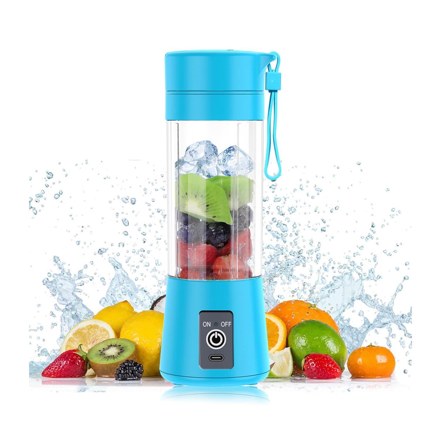 Portable Blender with Powerful Motor - Compact Handbag Size for Smoothies, Shakes & Juices - Glass Jar Blender for Home, Office & Travel (Sky Blue) - Perfect for Gym, Camping & On-the-Go Healthy Drinks