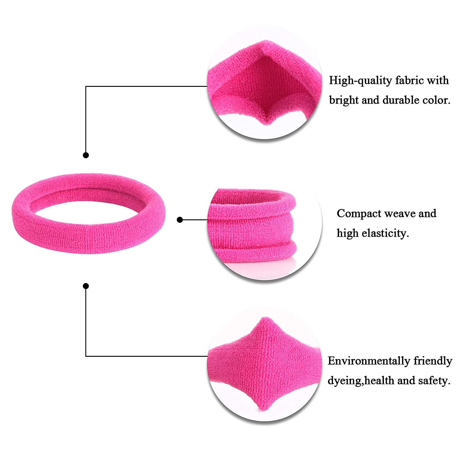 Premium 12-Pack Neon Hair Ties - Soft Stretch Cotton Elastic Hair Bands for Women & Girls - Perfect for School, Workouts, and Everyday Styling
