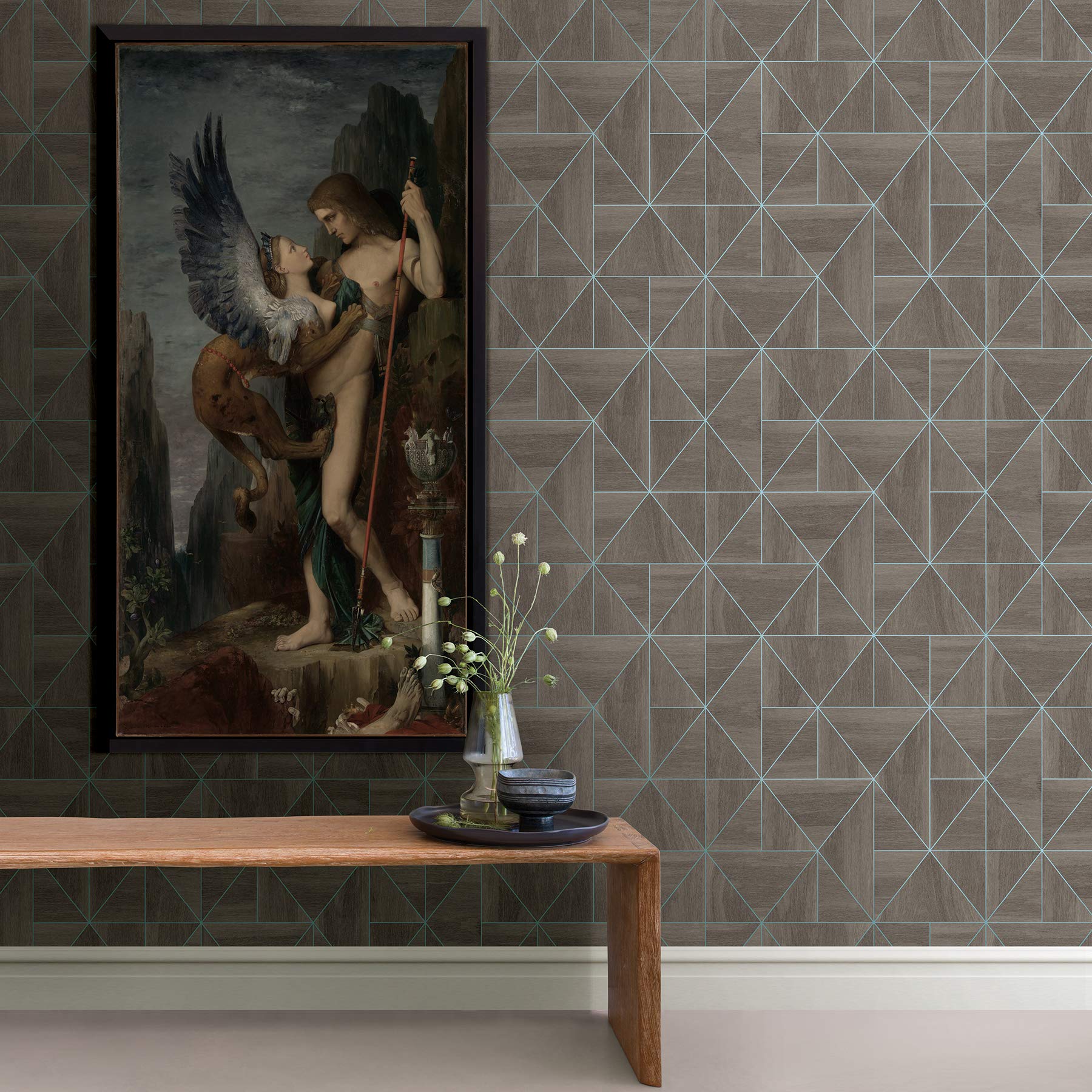 A-Street Prints Cheverny Coffee Geometric Wood Wallpaper - Peel and Stick Self-Adhesive Wallpaper for Living Room, Bedroom, Home Decor (2908-25322)