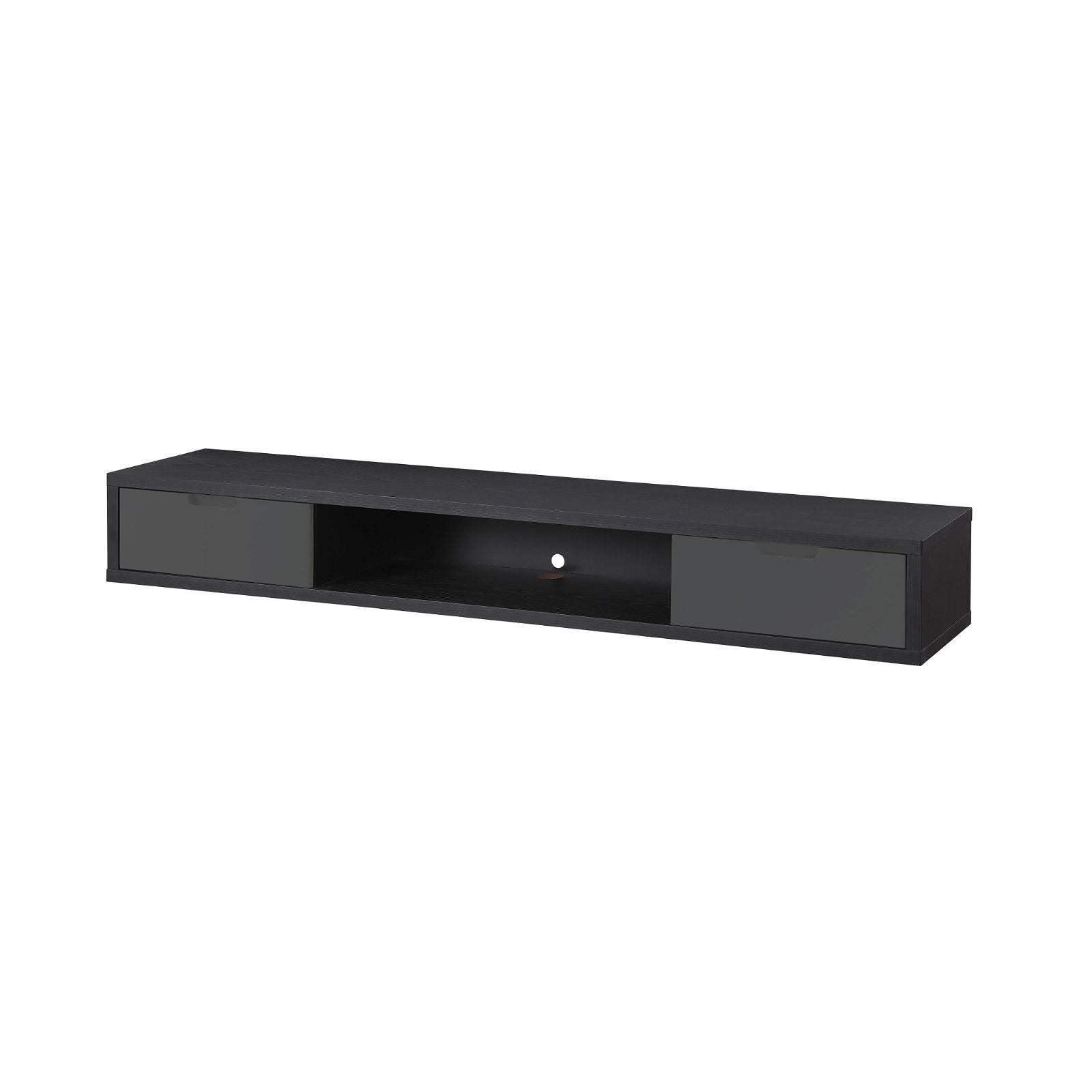 Wall Mounted TV Stand 1800mm Black Oak with Grey Drawers - Modern Entertainment Center for Living Room by Criterion | Perfect for Home Theater Setup & Media Storage