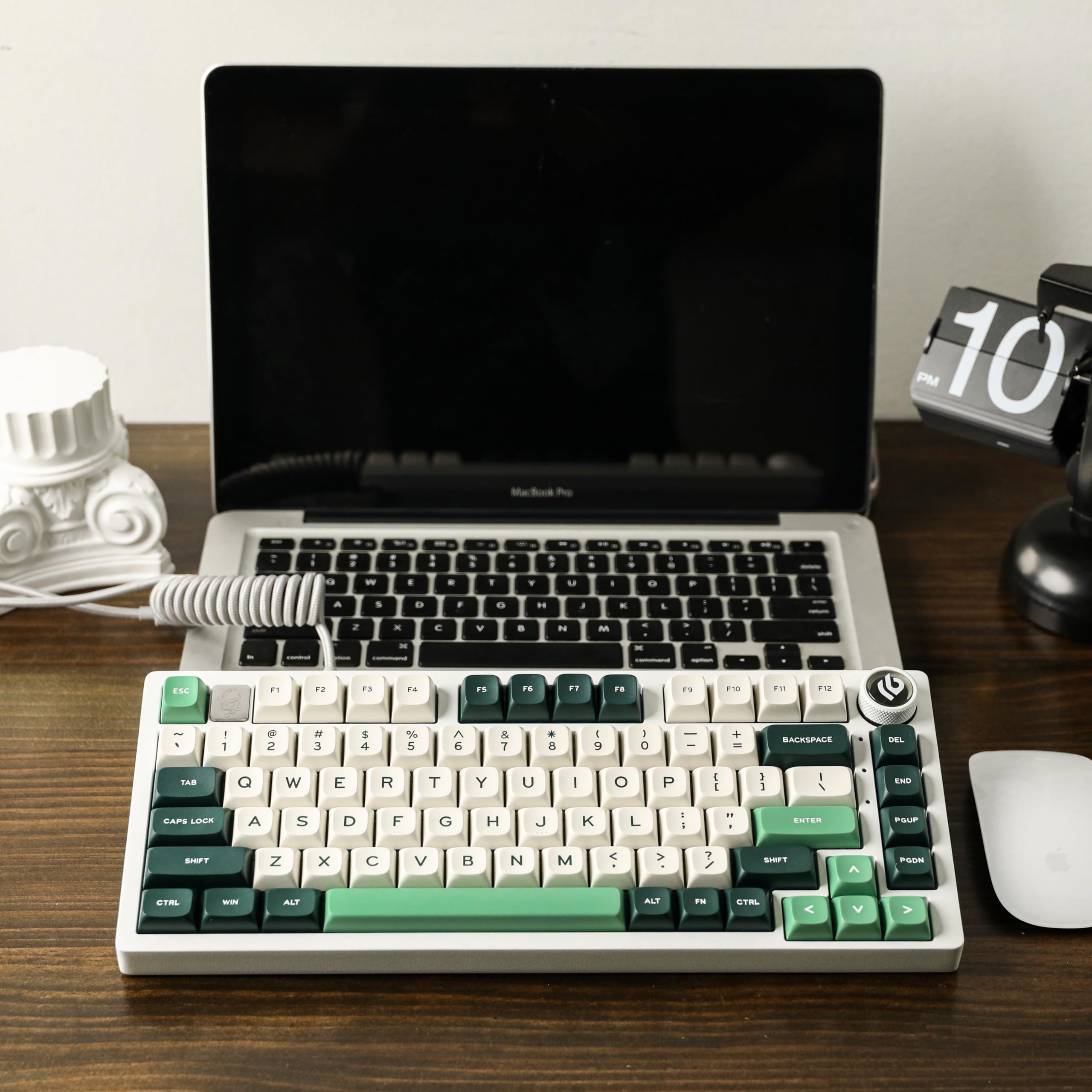 EPOMAKER x LEOBOG Hi75 Wired Mechanical Gaming Keyboard - Aluminum Alloy Frame, Programmable Gasket-Mount Design, Hot-Swappable Switches, NKRO, RGB Backlit (White Green) - Perfect for Esports, Typing & Office Work