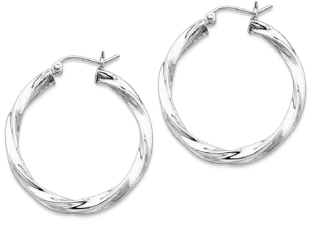 925 Sterling Silver Twisted Round Medium Hoop Earrings for Women - Trendy Fashion Jewelry Gift for Everyday Wear & Special Occasions
