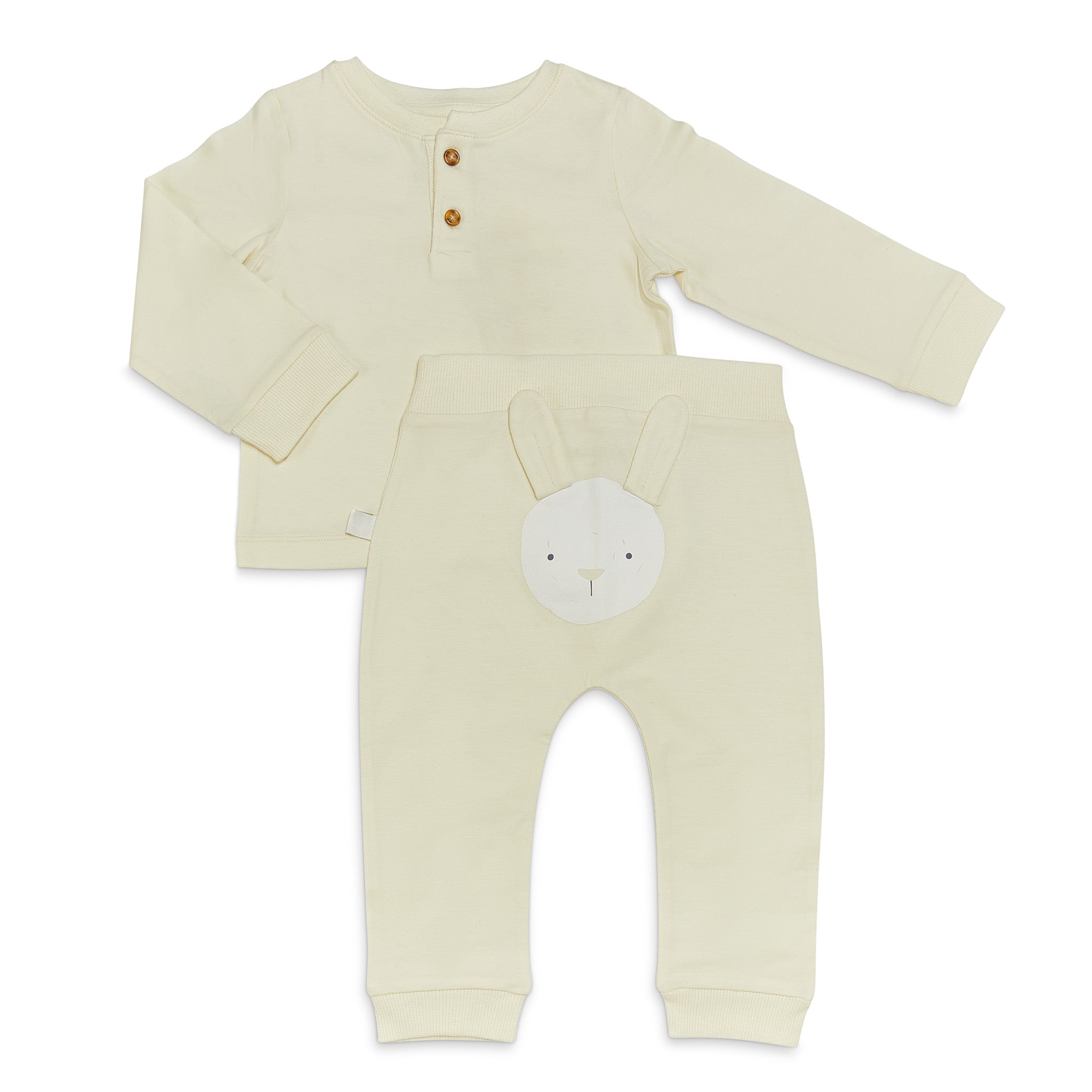Organic Long Sleeve Bunny Pajama Set for Baby Girls - Soft Cotton Sleepwear with Sugar Cookie Print - Perfect for Nursery, Bedtime & Photoshoots