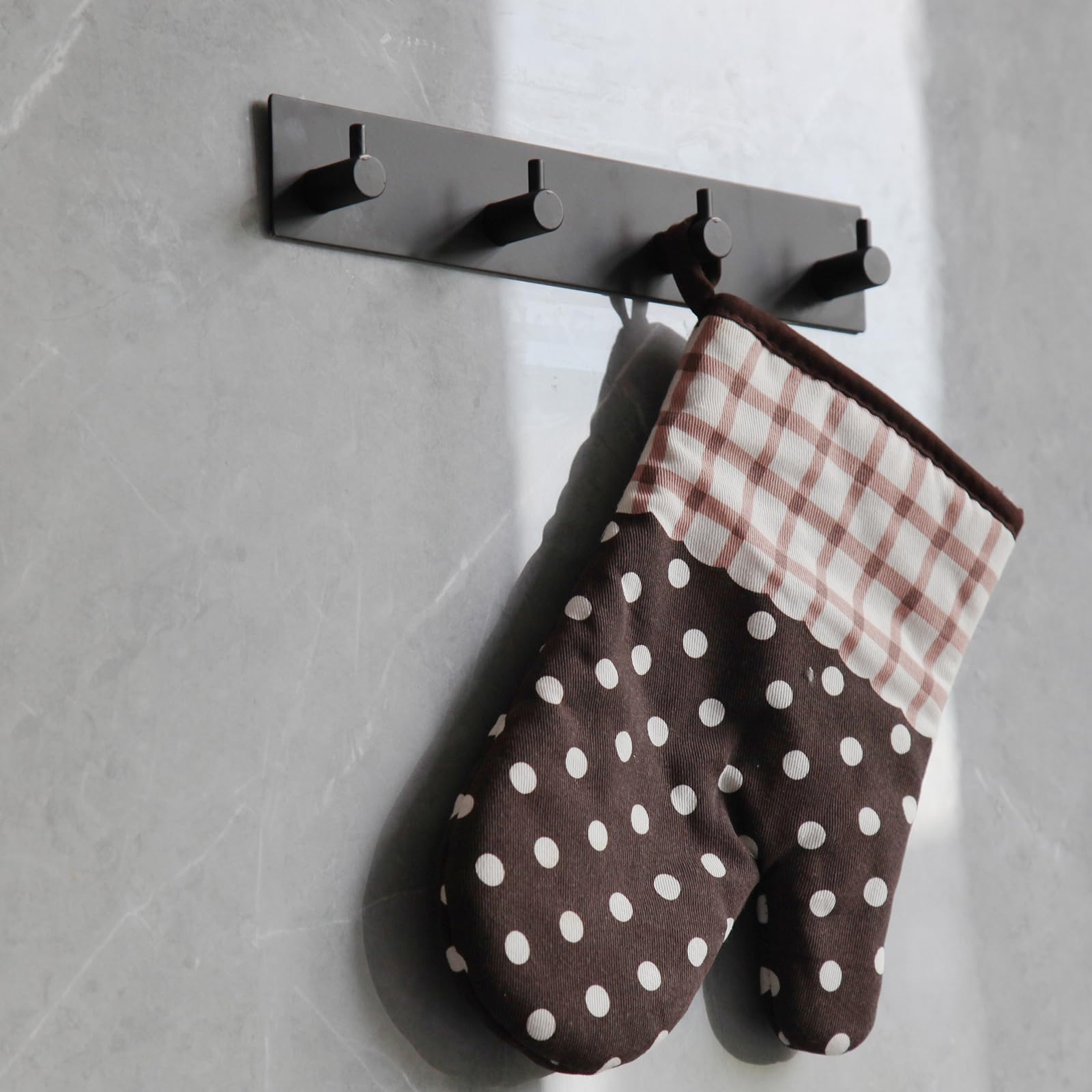 Self-Adhesive Towel Hooks for Bathroom - Black Stick-On Wall Hooks, Bath Adhesive Towel Hanger, Peel & Stick Matte Black Shower Hooks - No Drill Wall Mount Coat Hooks (Set of 4) - Perfect for Bathrooms, Showers, Kitchens & Dorm Rooms