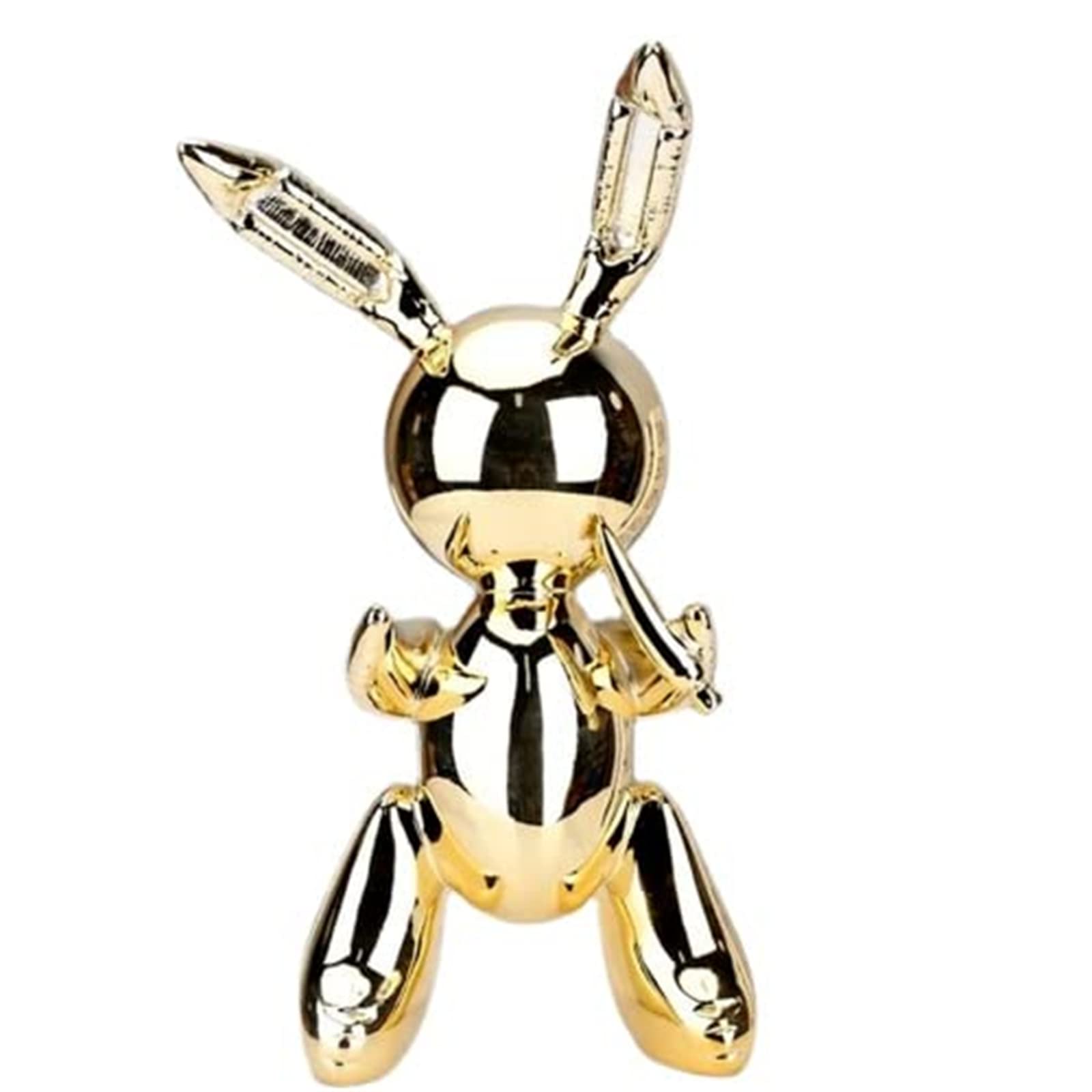 Elegant Gold Resin Electroplated Rabbit Statue - 8.27in Cute Balloon Bunny Sculpture with Radish, Luxury Animal Home Decor for Tabletop, Birthday Gift | Perfect for Easter Decor, Nursery Room Accent, and Spring Home Decoration