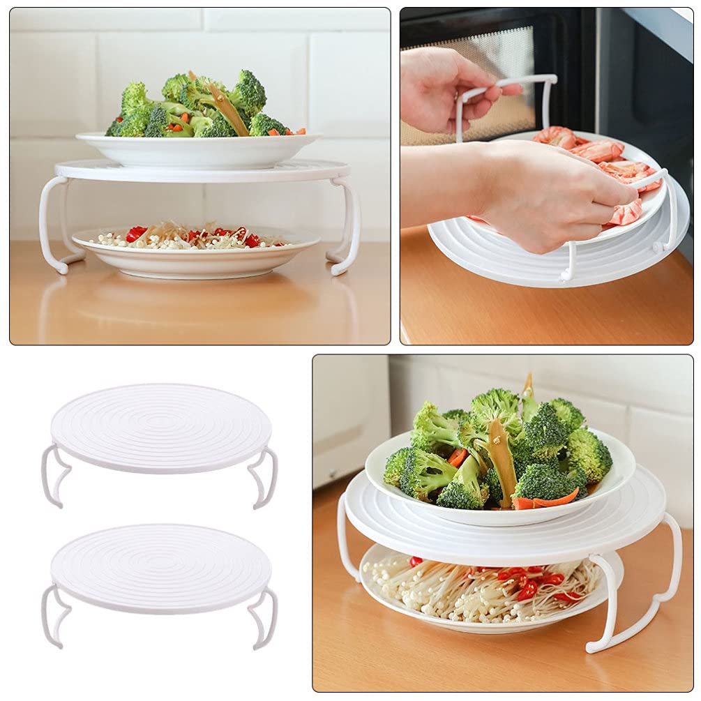 2-Piece Microwave Steaming Rack Set - BPA-Free Plastic Steamer Plate Cover with Food Tray for Oven & Pressure Cooker | Kitchen Accessories for Healthy Cooking & Meal Prep
