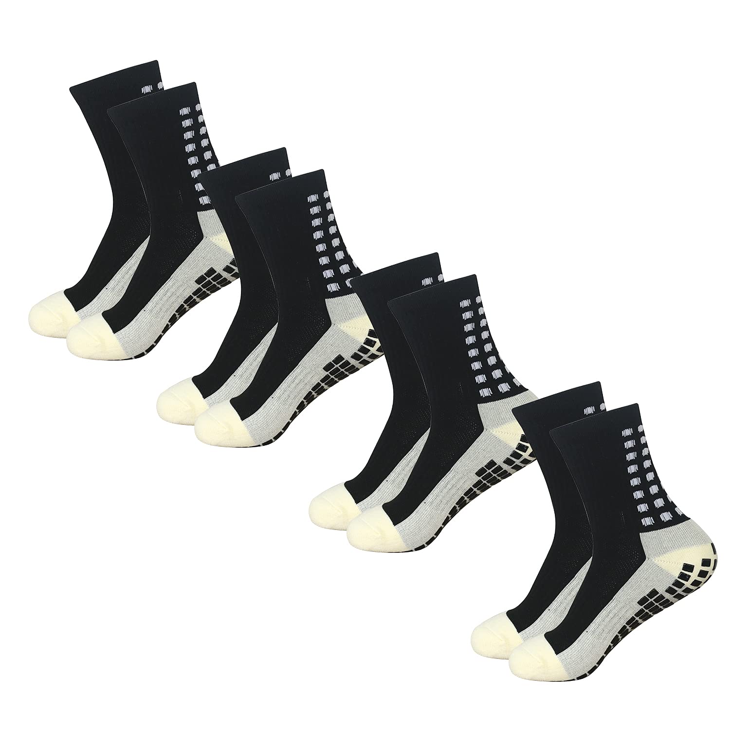 Yufree Anti-Slip Grip Soccer Socks for Men - Non-Slip Athletic Socks for Football, Basketball & Sports (4 Pairs) - Perfect for Training, Matches & Outdoor Activities